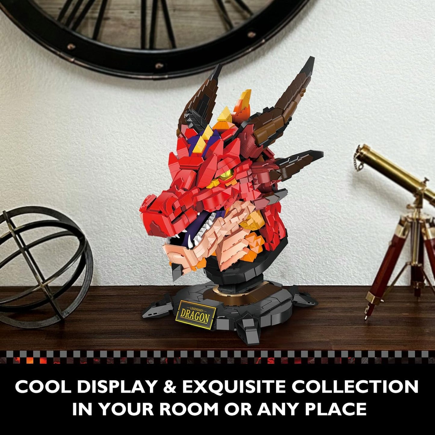 JMBricklayer Dragon Set for Adults 70105, Cool Animals Model Dragon Head Building Blocks Toy, Collection or Home Office Decor, Birthdays for Boys, Girls, Men and Adults