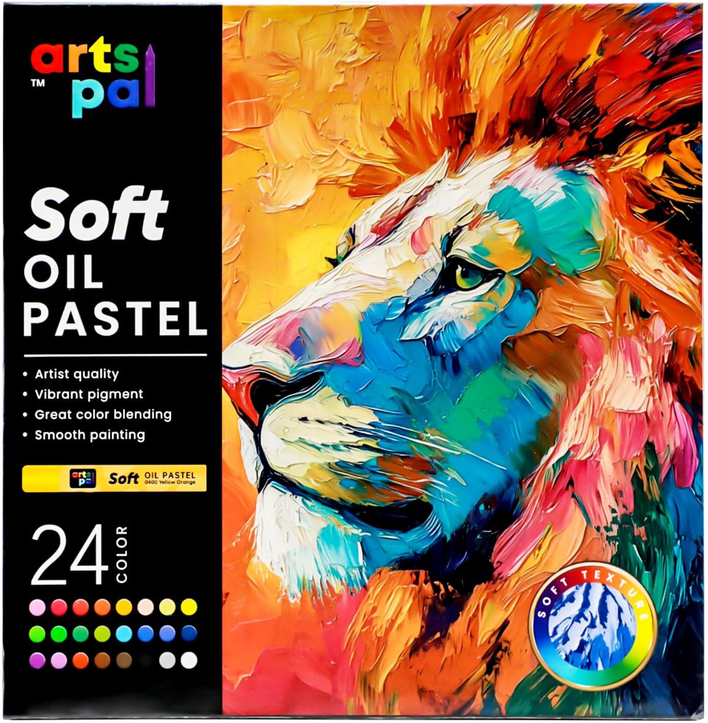 Soft Oil Pastels Set, 24 Vibrant Colors, Oil Pastel Crayons for Artists, Beginners, Teachers, Students, Great Blending and Layering for Art Supplies, Art Painting, Drawing (10 x 70 mm)