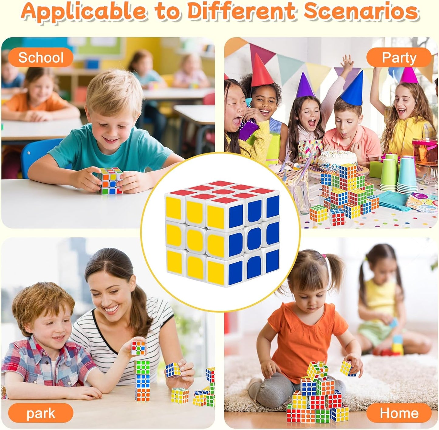 48 Pack Mini Puzzle Cubes Party Favors for Kids, 3x3 Mini Magic Cube Puzzle Prize Set for Kids School Rewards, 1.18inch Bulk Small Toys for Party, Birthday, Christmas Stocking
