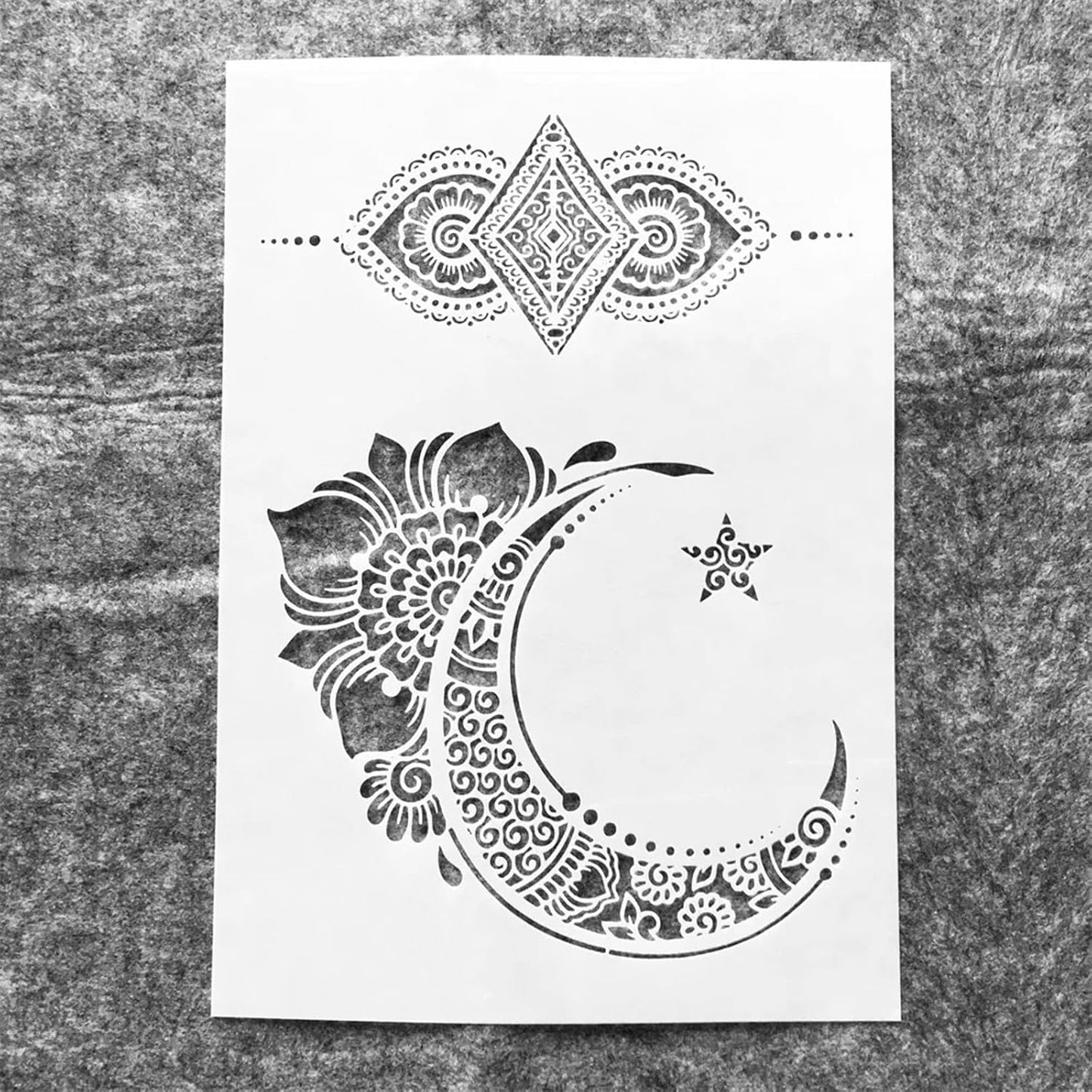 TIAMECH A4 Reusable Palace Moon Flower Stencil for Painting - Totem Layering Template, DIY Wall Art, Wood Furniture, Scrapbook & Crafts (8.3x11.7inch)
