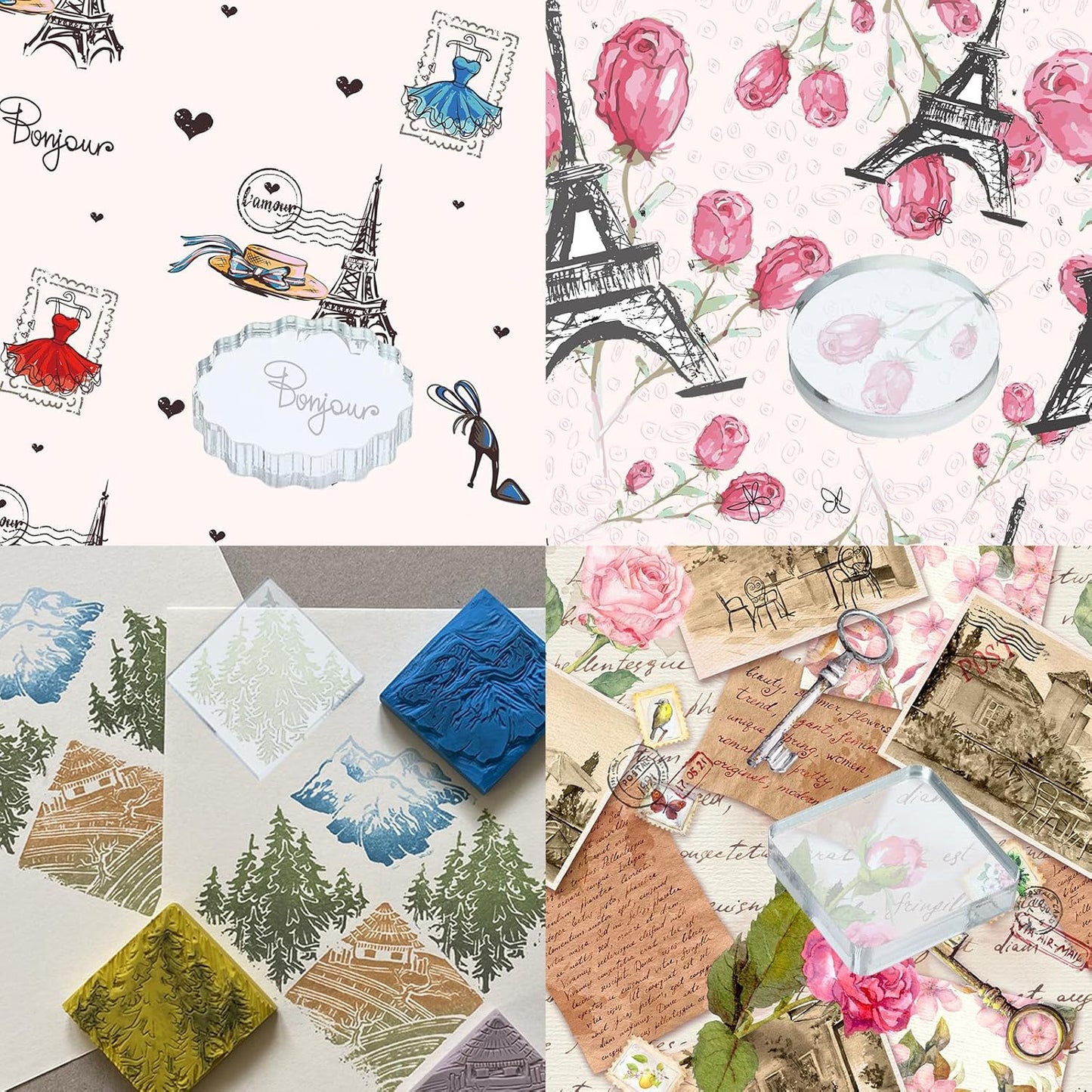 PATIKIL Acrylic Stamp Block, 1 Pack Clear Stamping Block with Grid Lines Decorative Mounting Blocks Set Rectangle for Scrapbooking Crafts Card Making