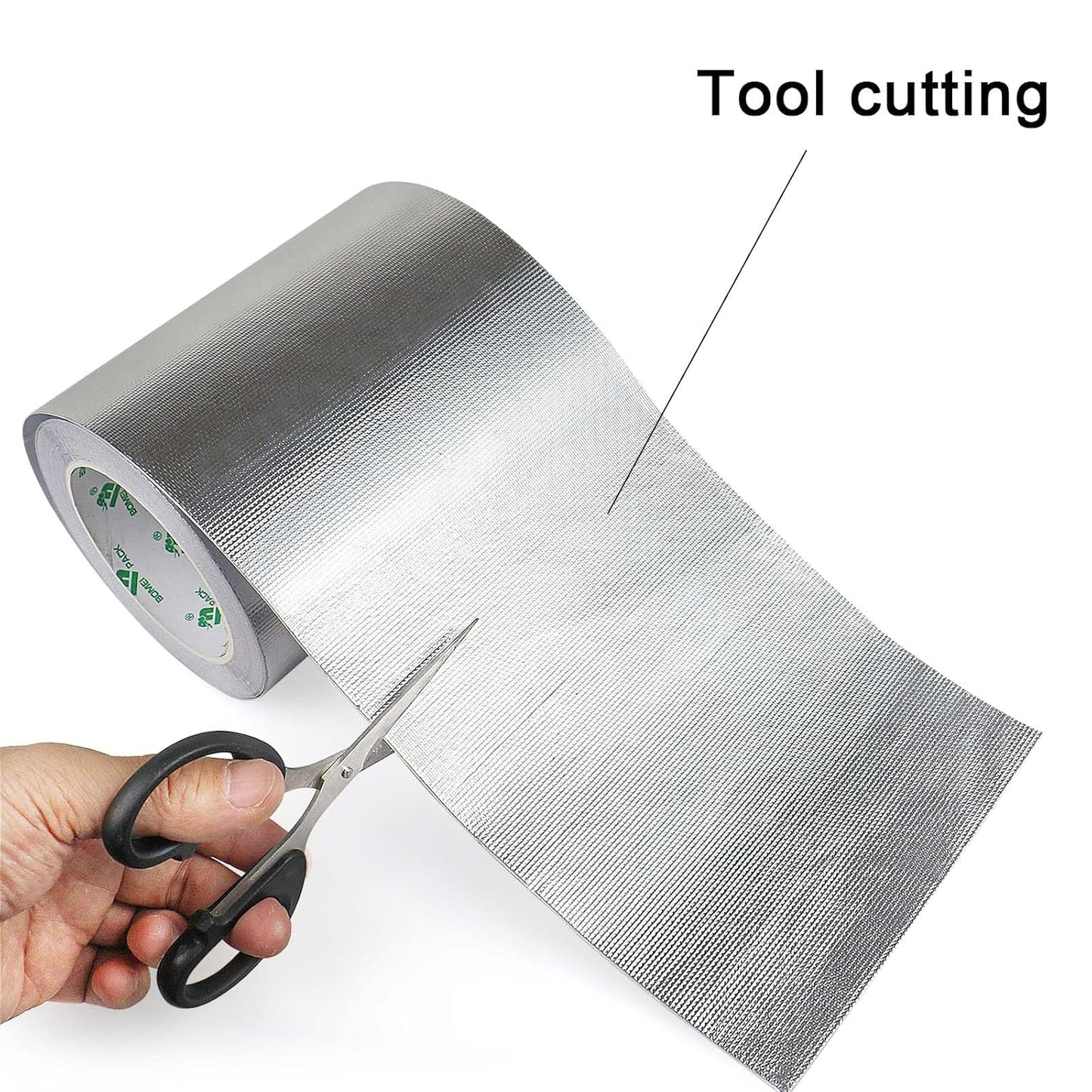 BOMEI PACK Adhesive Aluminum Foil Heat Shield Tape Barrier, Fiberglass Thermal Insulation Reflective Material High Temp Protection (6in*66ft)