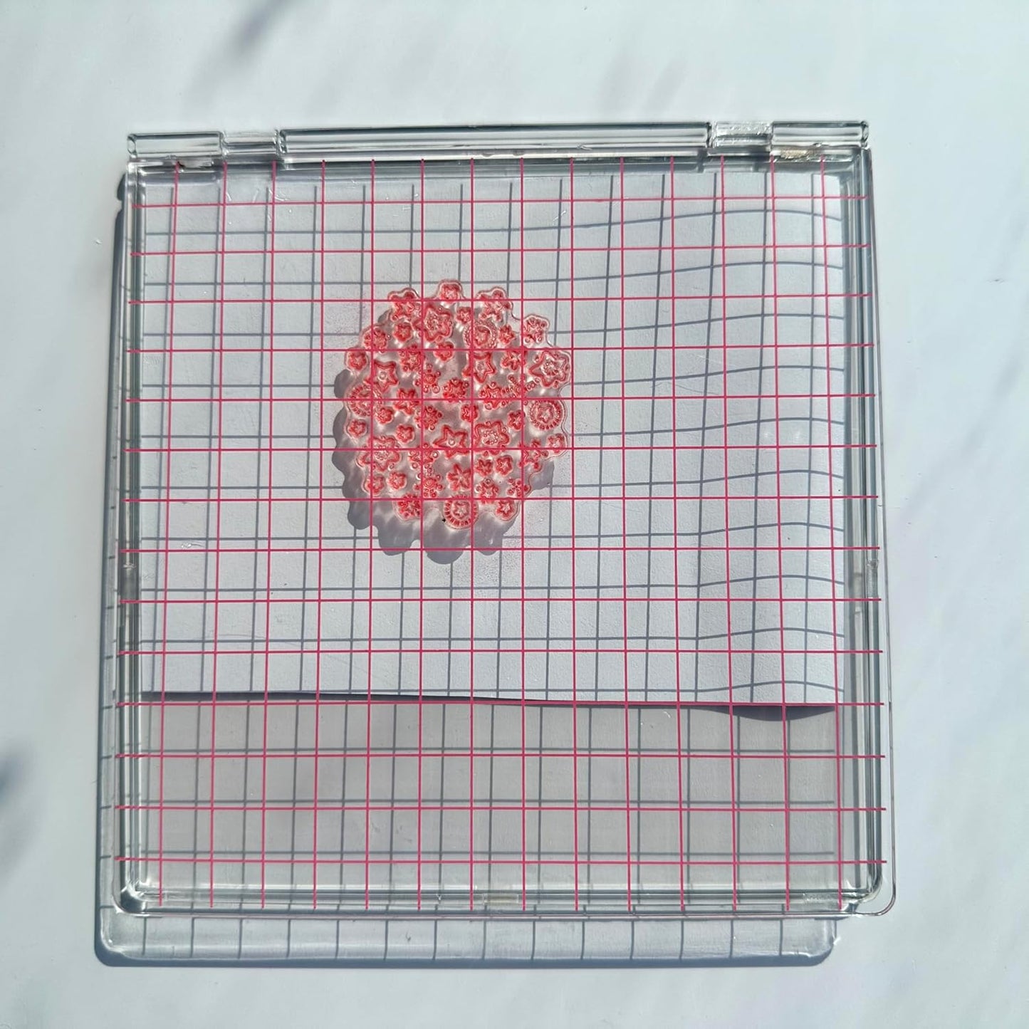 Arbuya Acrylic Stamp Block with Grid 6.3”x6.3 Perfect Positioning Stamping Platform Clear Stamps Scrapbook Craft Stamping Tool for Card Making Scrapbooking Journaling and Other Paper Crafts-AT001