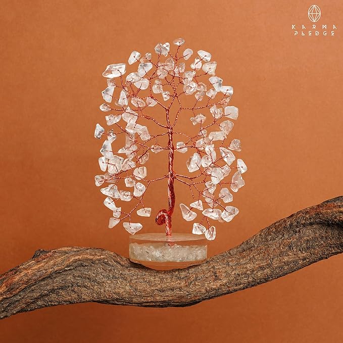 Crystal Tree for Home and Office Decor, Clear Quartz Chakra Healing Stones Handmade Feng Shui Tree of Life for Positive Energy, Money, Good Luck, Christmas Decor, Birthday Gifts for Women, Mom