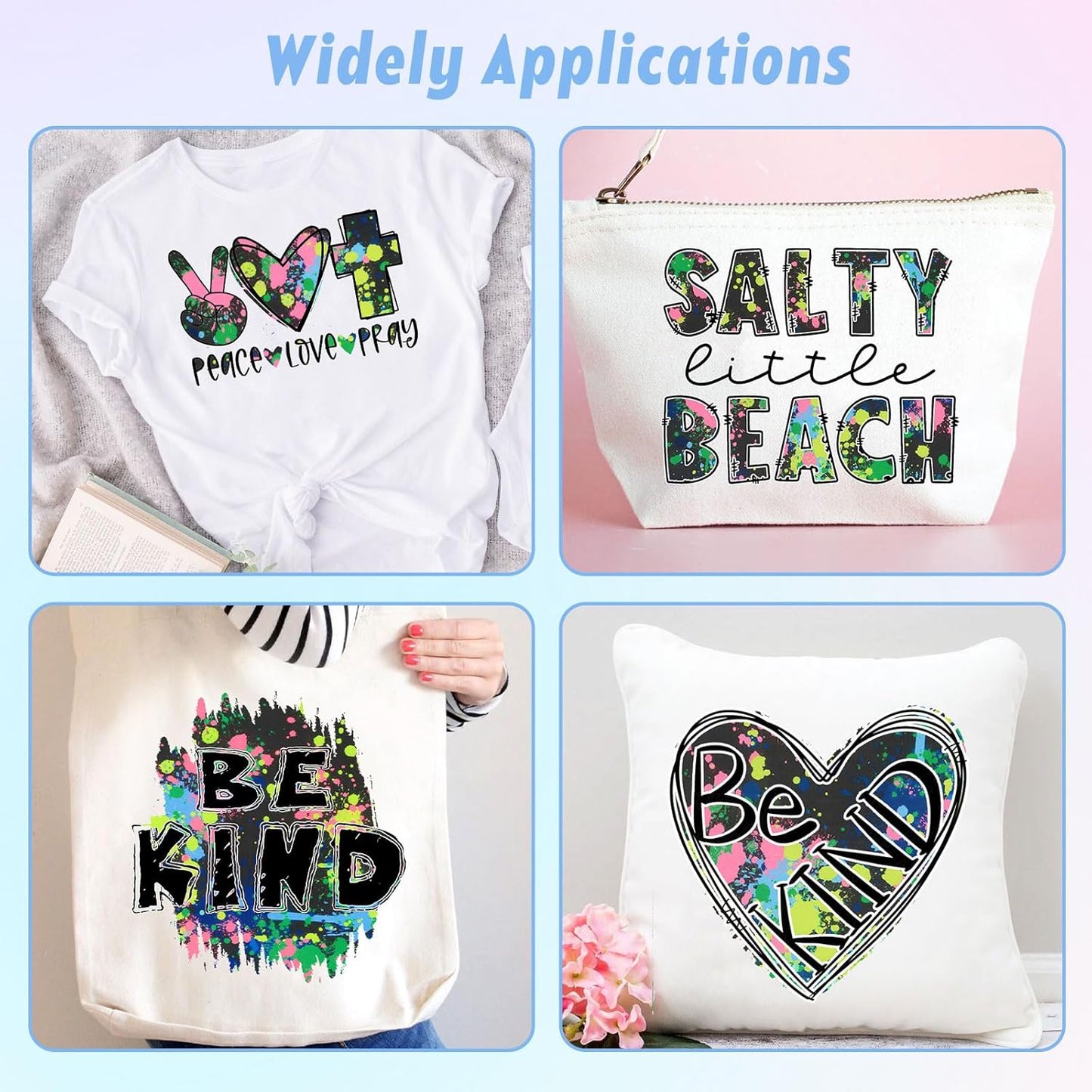 Tintnut Blue Splash HTV Transfer Vinyl - 6 Sheets 10"x12" Watercolor Patterned HTV Iron On Vinyl for T-Shirts & Hats