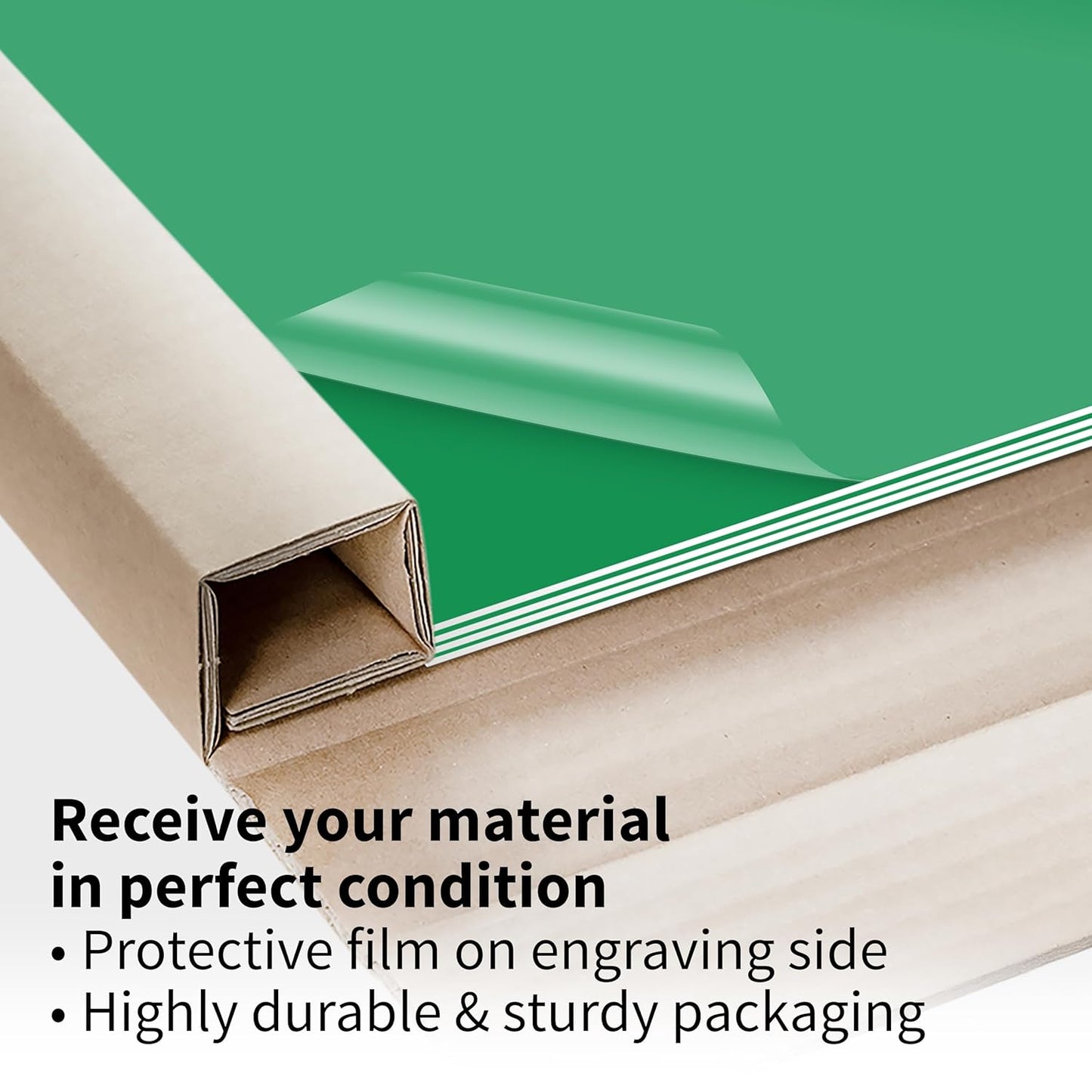 Trotec TroLase | 12"x24"x1/8", 4 Pcs | Bright Green/White | 2 Ply | Modified Acrylic | Laser Engraving Double Color Plastic Sheet | Engraving Blanks for Laser, Saw, Guillotine | Made in USA