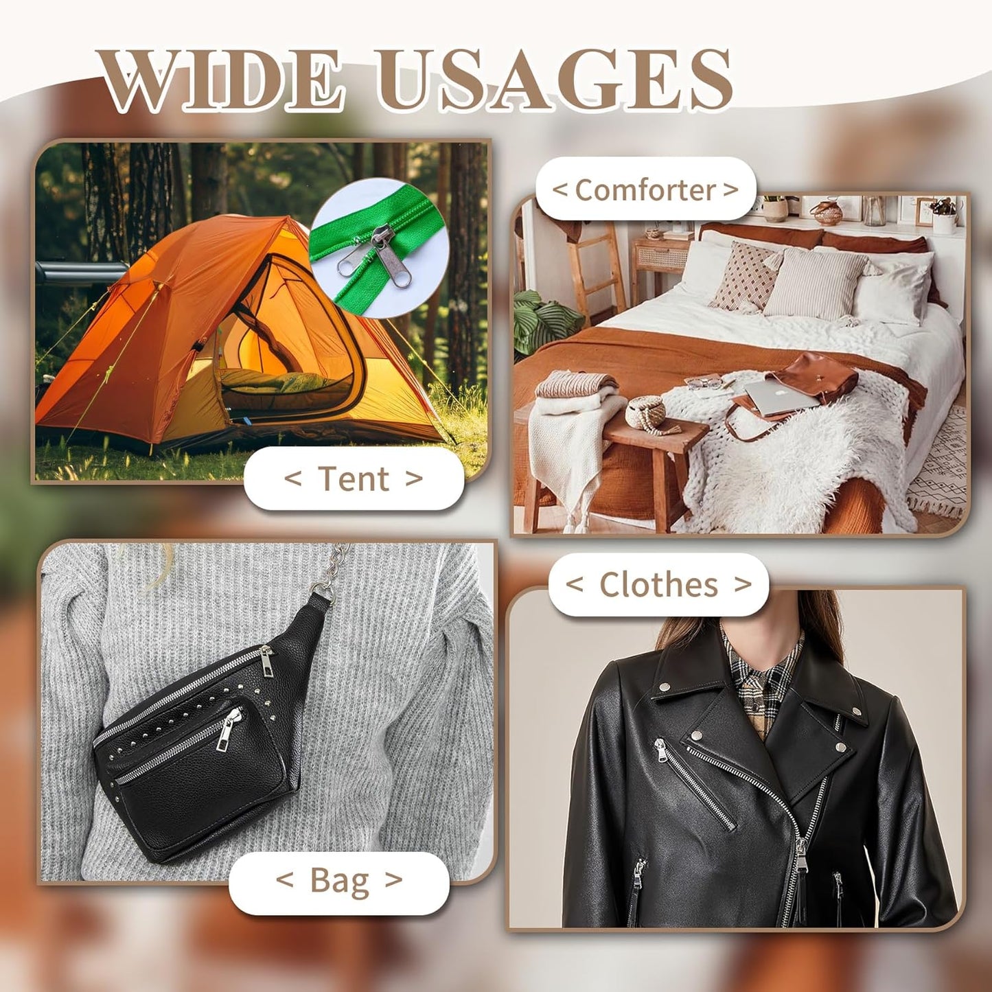 Vintrex 60 Pcs Zipper Repair Kit with Replacement Sliders, Metal Zipper Pull Replacement Kit for Jackets, Coats, Tents, Backpacks, Sleeping Bags, and Luggage