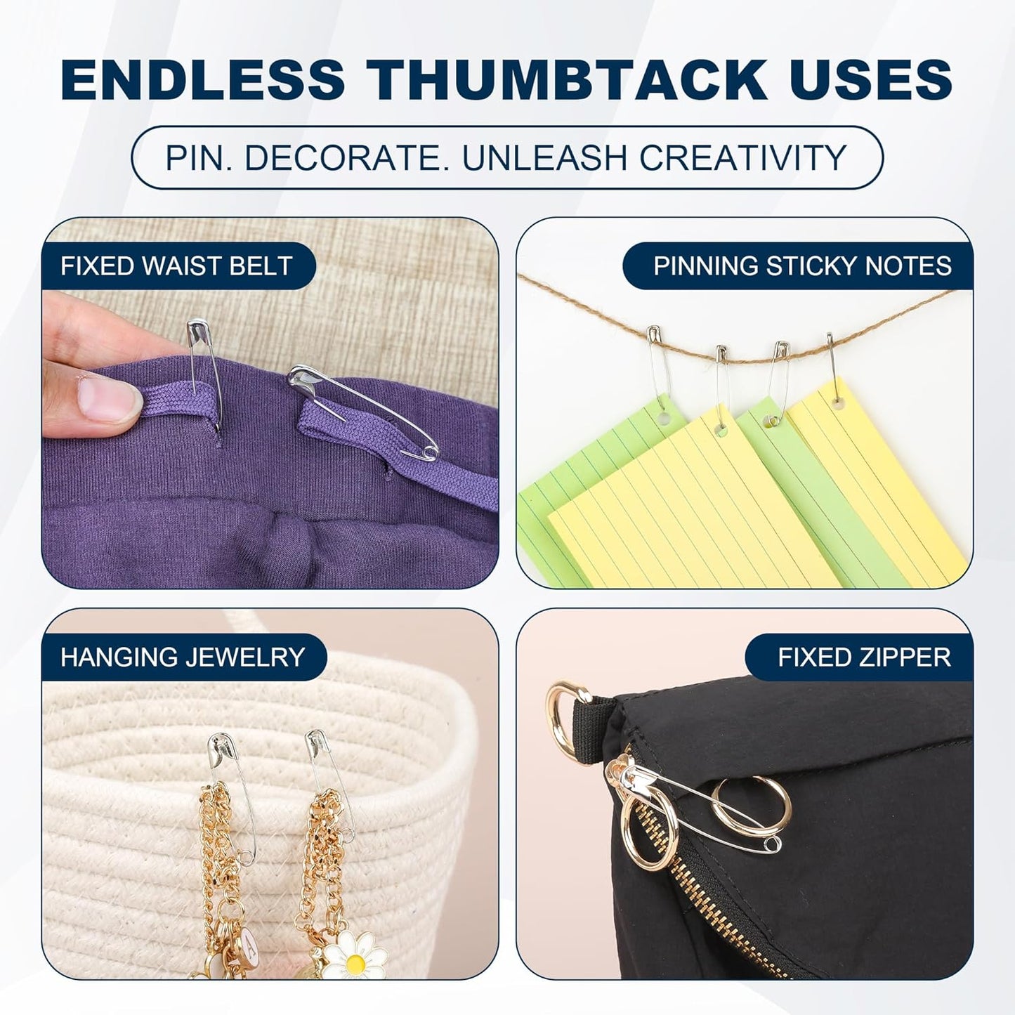 520 Pack Safety Pins, Assorted Size Bulk Silver Sewing Pins, Small & Large Heavy Duty Safety Pins for Clothes, Sewing, Art Crafts Supplies, Rust-Resistant Nickel Plated Steel