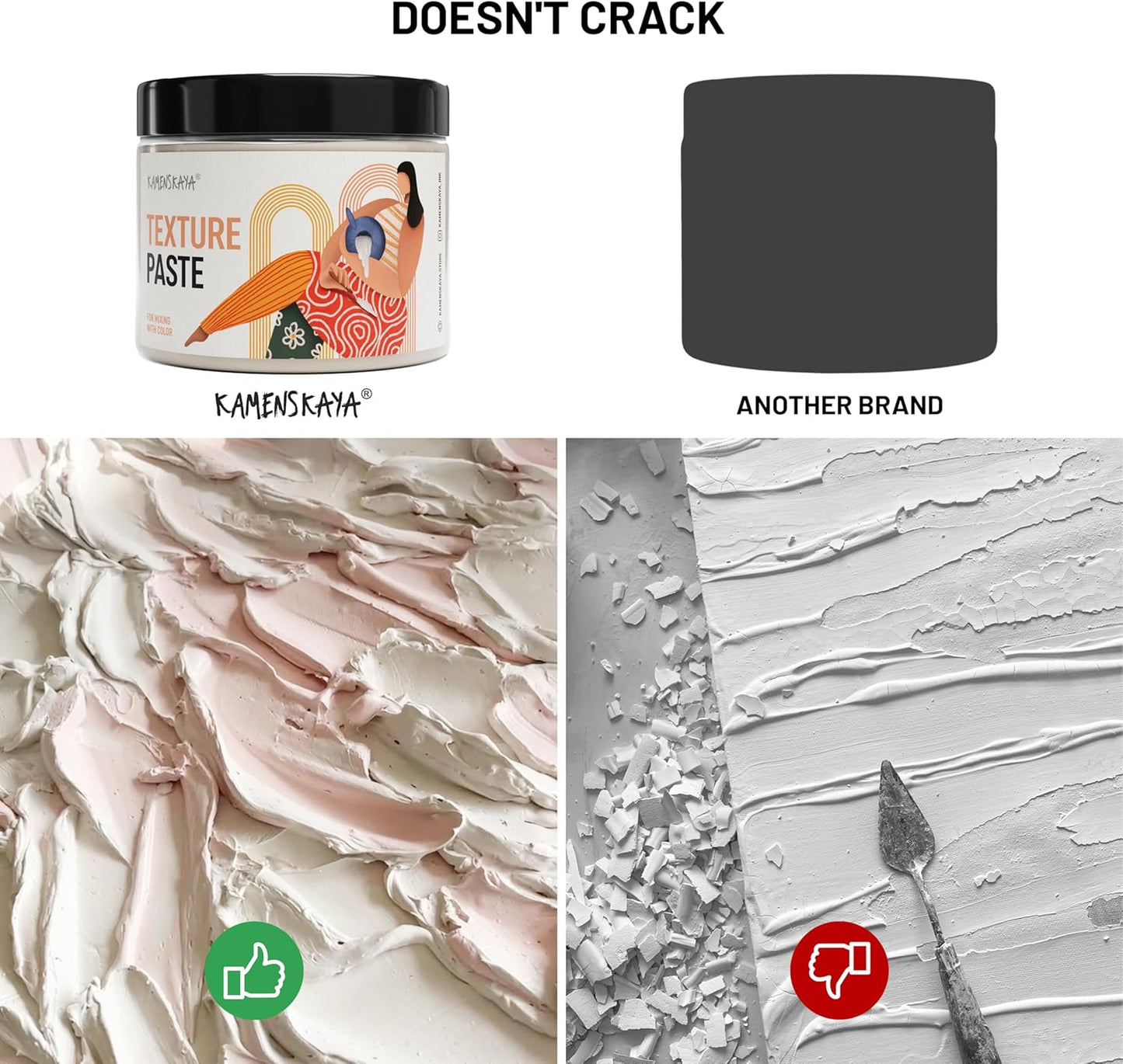 Kamenskaya Texture Paste - Modeling Paste Acrylic Medium for Acrylic Paint - 16.9 fl oz (500 ml)