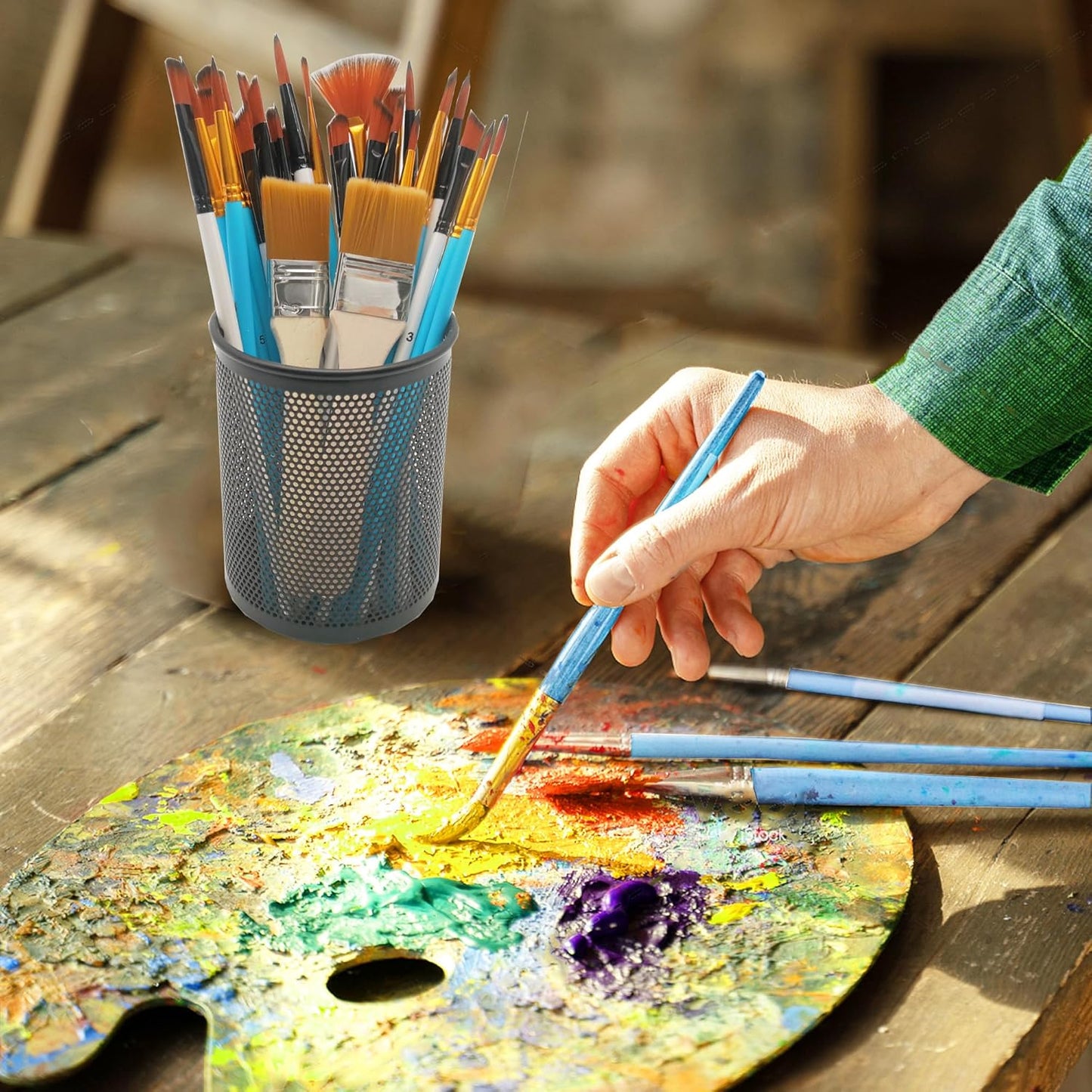 32 pcs Paint Brushes Set for Acrylic Painting,Watercolor,Oil,Inks,Gouache,Crafts, Brush Tip with Flat,Round, Angle,Filbert,Fan, Detail Brushes,Paint Brush Set for Artists and Beginners