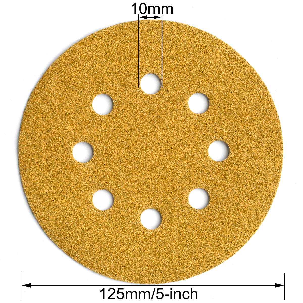 5-Inch 8-Hole Hook and Loop Sanding Discs 100-Grit Random Orbit Sandpaper, 100-Pack