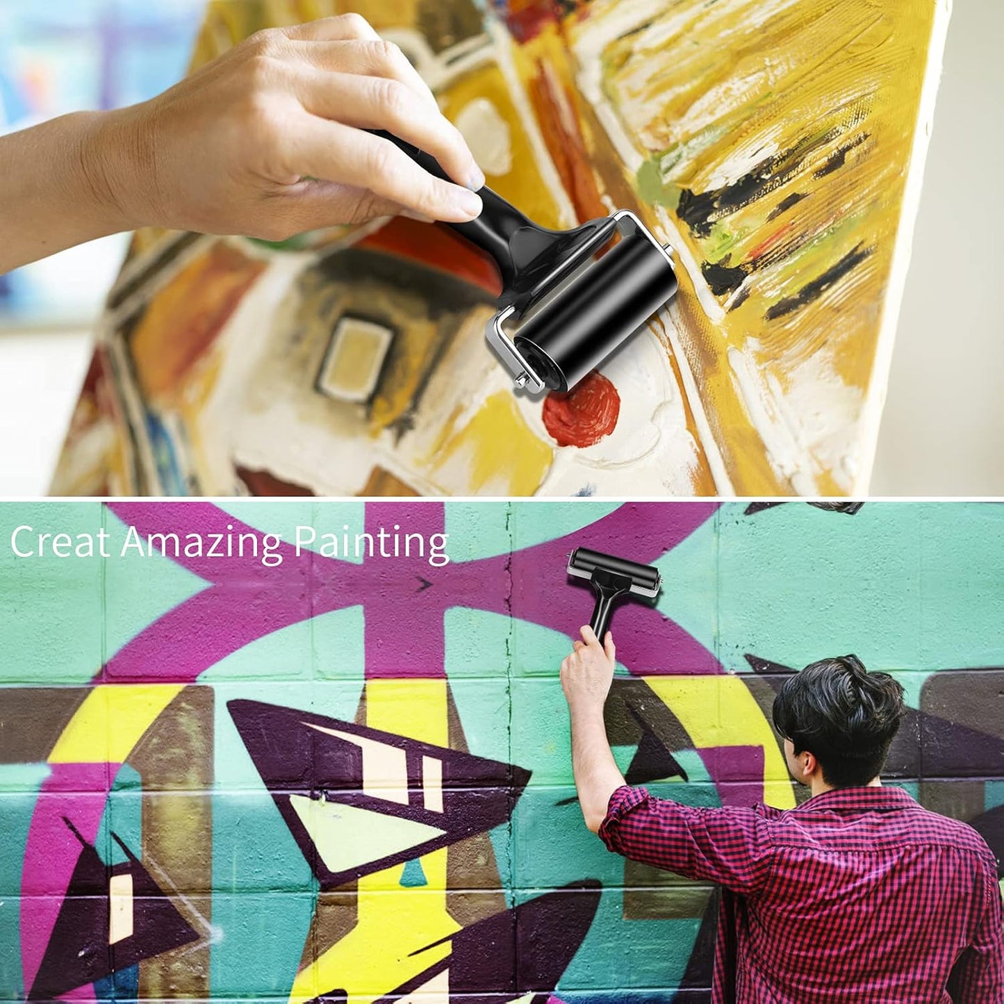 4 Inch Rubber Roller Tool, Rubber Brayer Roller for Printmaking by HRLORKC