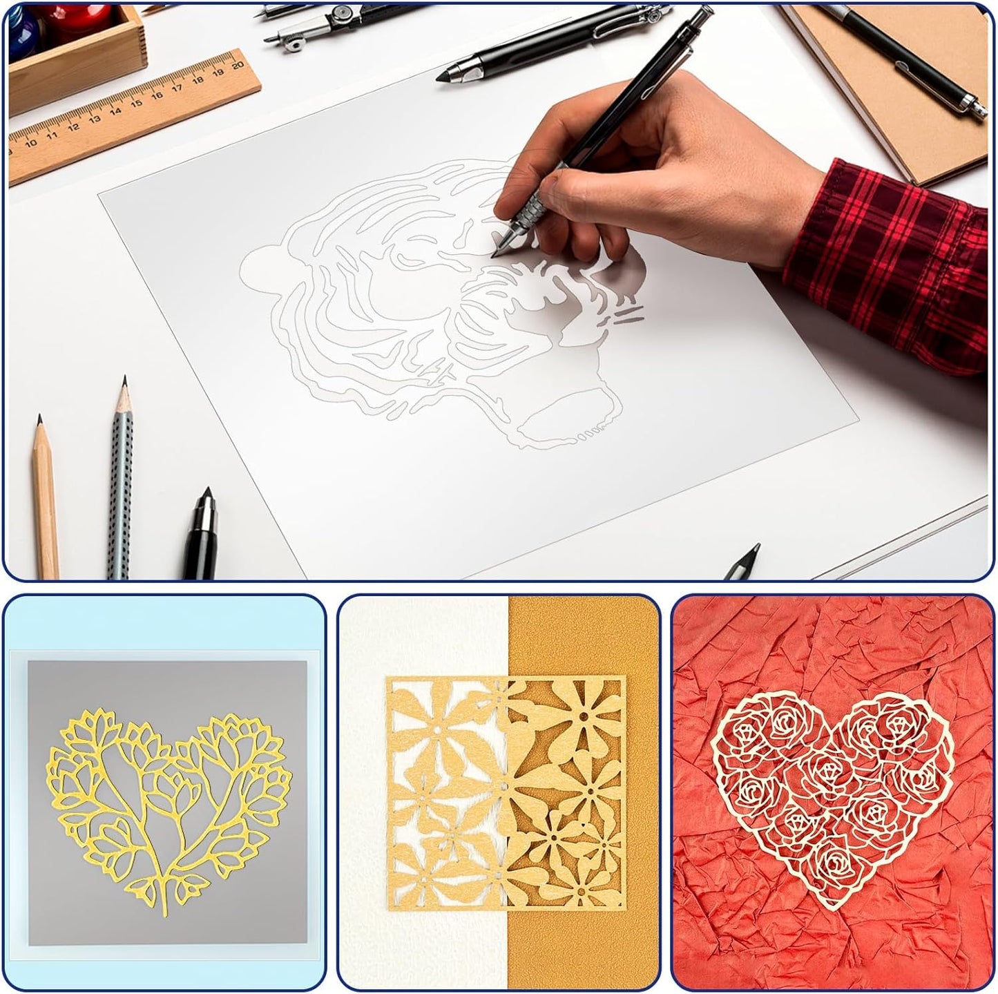 FSWCCK 30 Pcs 4 mil 12 x 12 Inch Translucent PET Blank Stencil Sheets, Mylar Sheets for Stencils, Template Plastic for Quilting Mylar Stencil Sheets, Laser Cutting, Gyro-Cut Tool Template Material