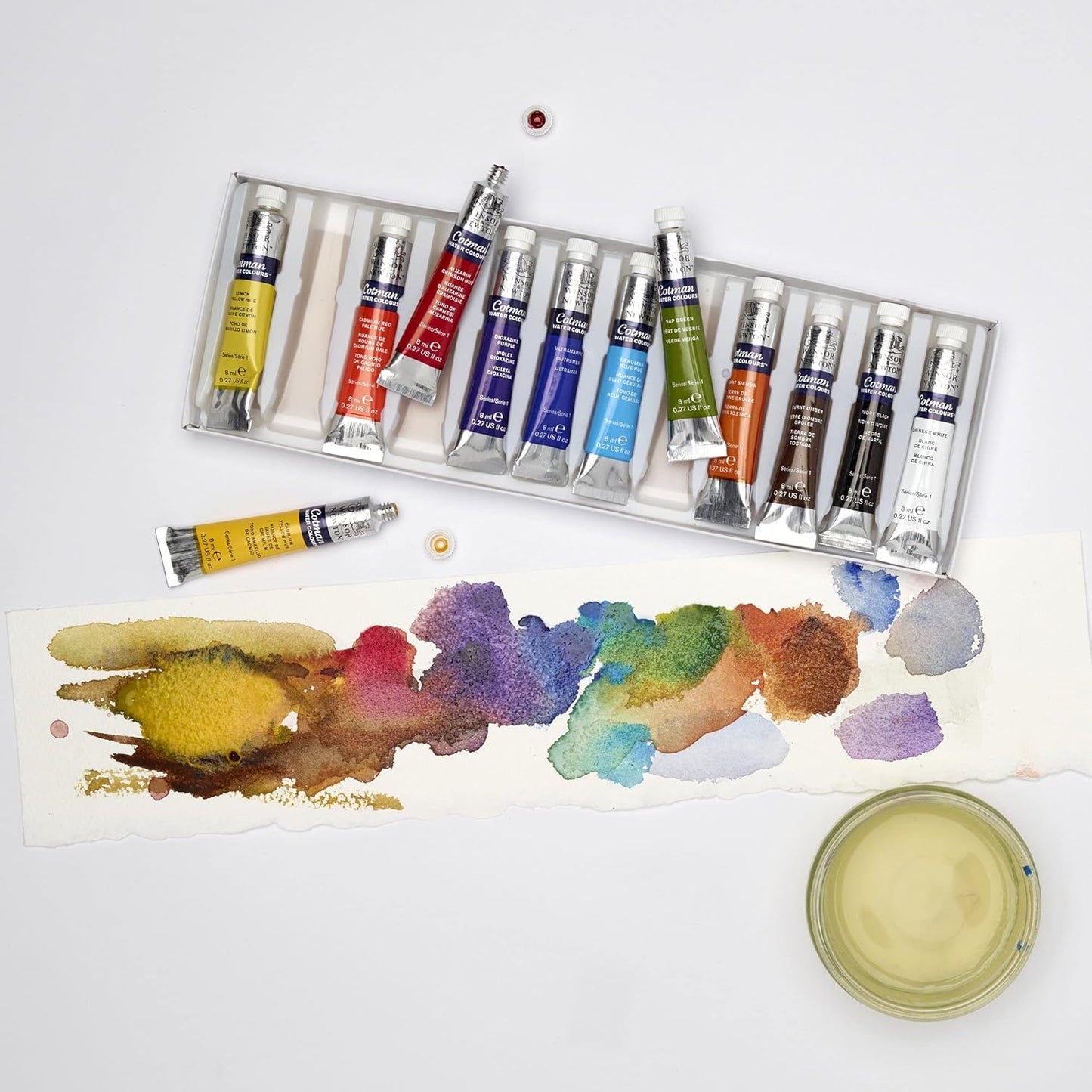 Winsor & Newton Cotman Watercolor Paint Set, 12 Colors, 8ml (0.27-oz) Tubes