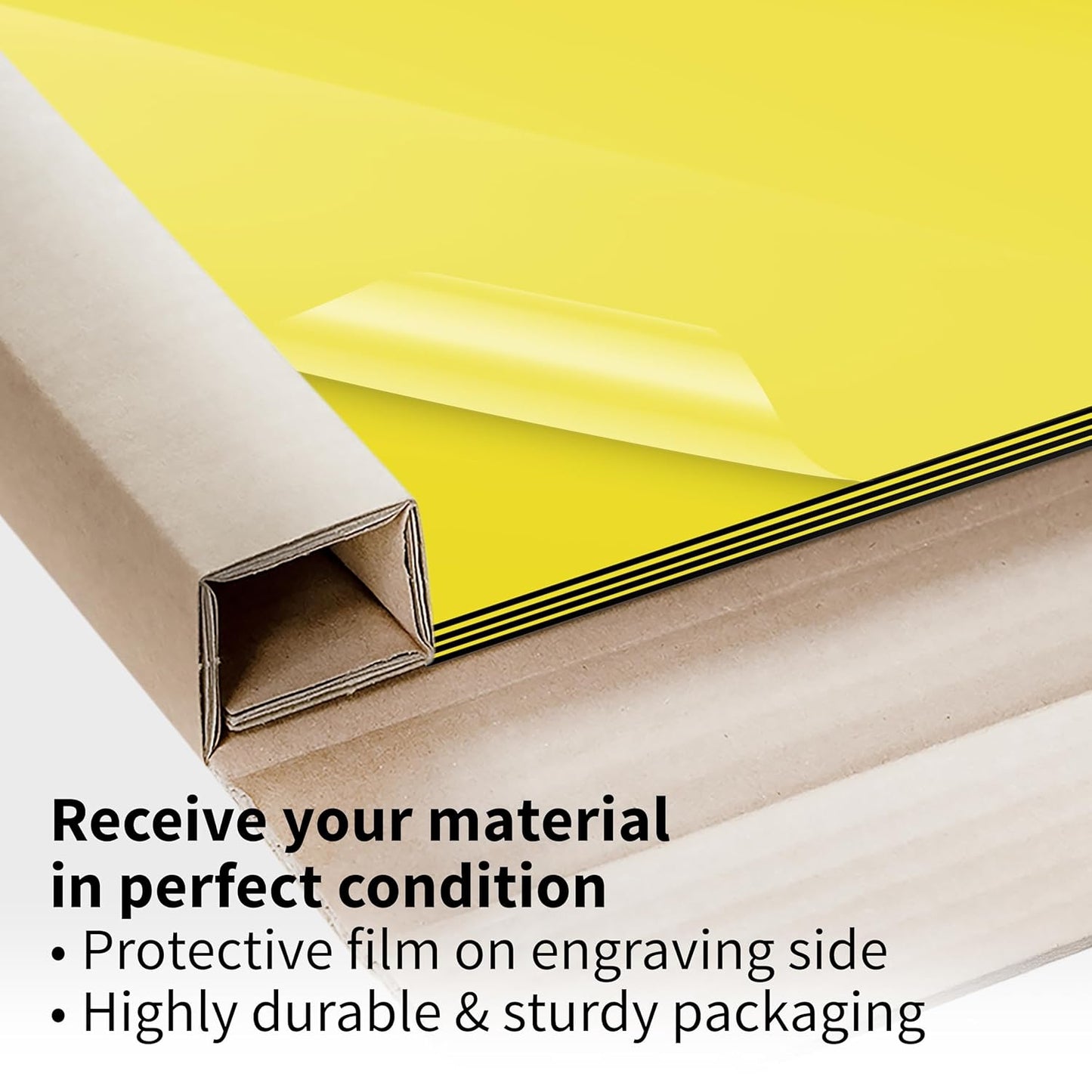 Trotec TroLase | 12"x12"x1/8", 8 Pcs | Yellow/Black| 2 Ply | Modified Acrylic | Laser Engraving Double Color Plastic Sheet | Engraving Blanks for Laser, Saw, Guillotine | Made in USA