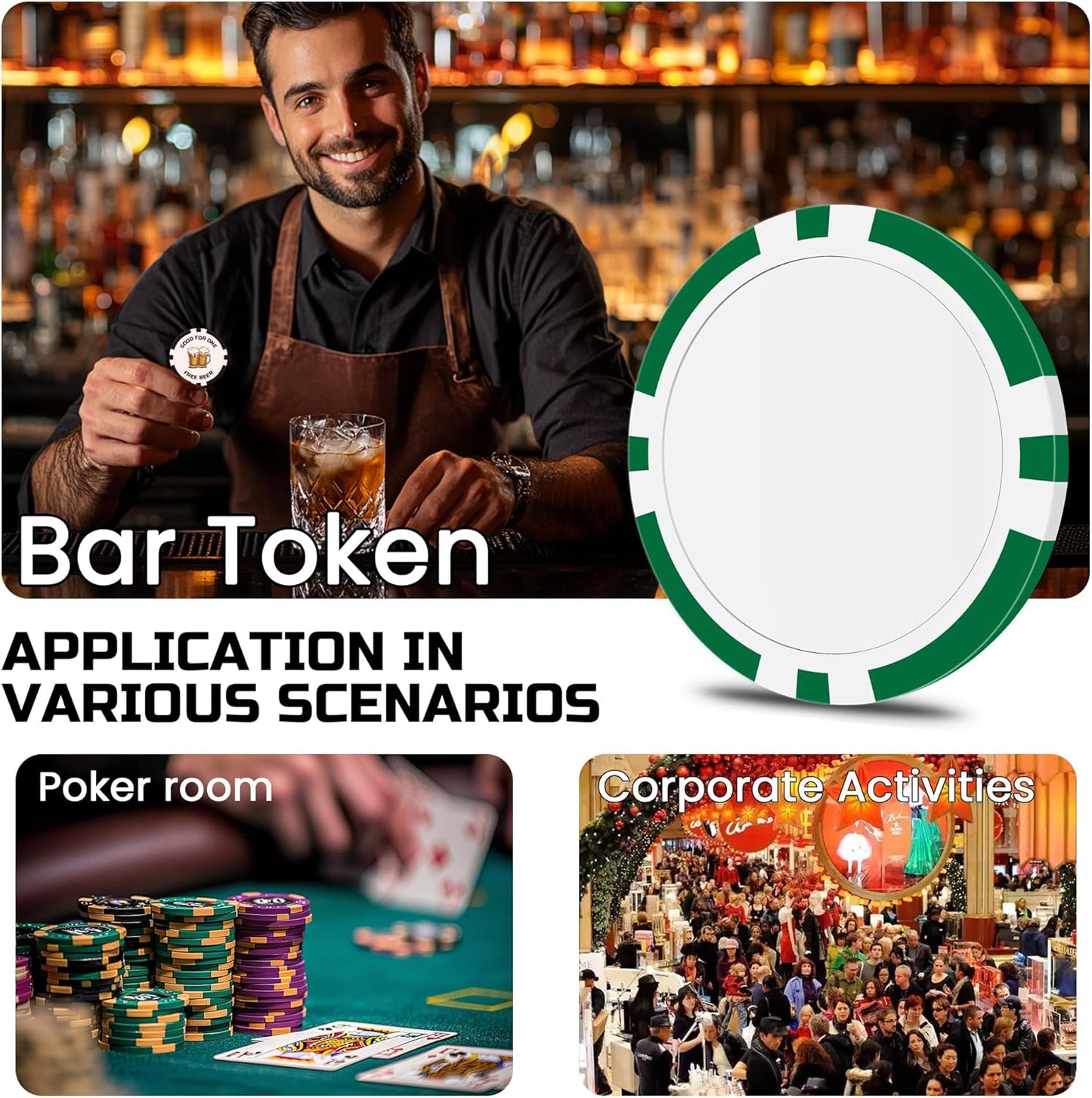 50 Custom Poker Chips, Personalized with Your own Logo, Photo or Text - 11.5g Casino Chips for Poker Gram, Tournaments, Business Card, Token