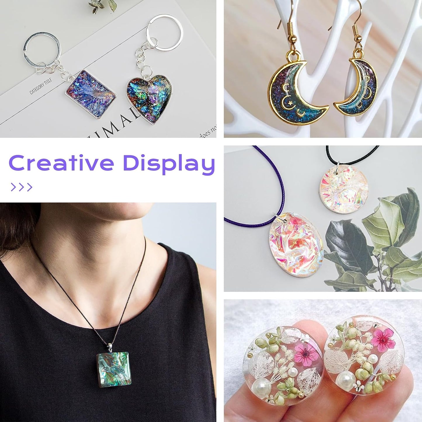 HeyClear UV Resin Kit with Molds and UV Light for Jewelry Making -300g Super Clear, Hard, Low Odor, Premixed and Fast Curing for Earrings, Craft Decorations, DIY Creation Gifts