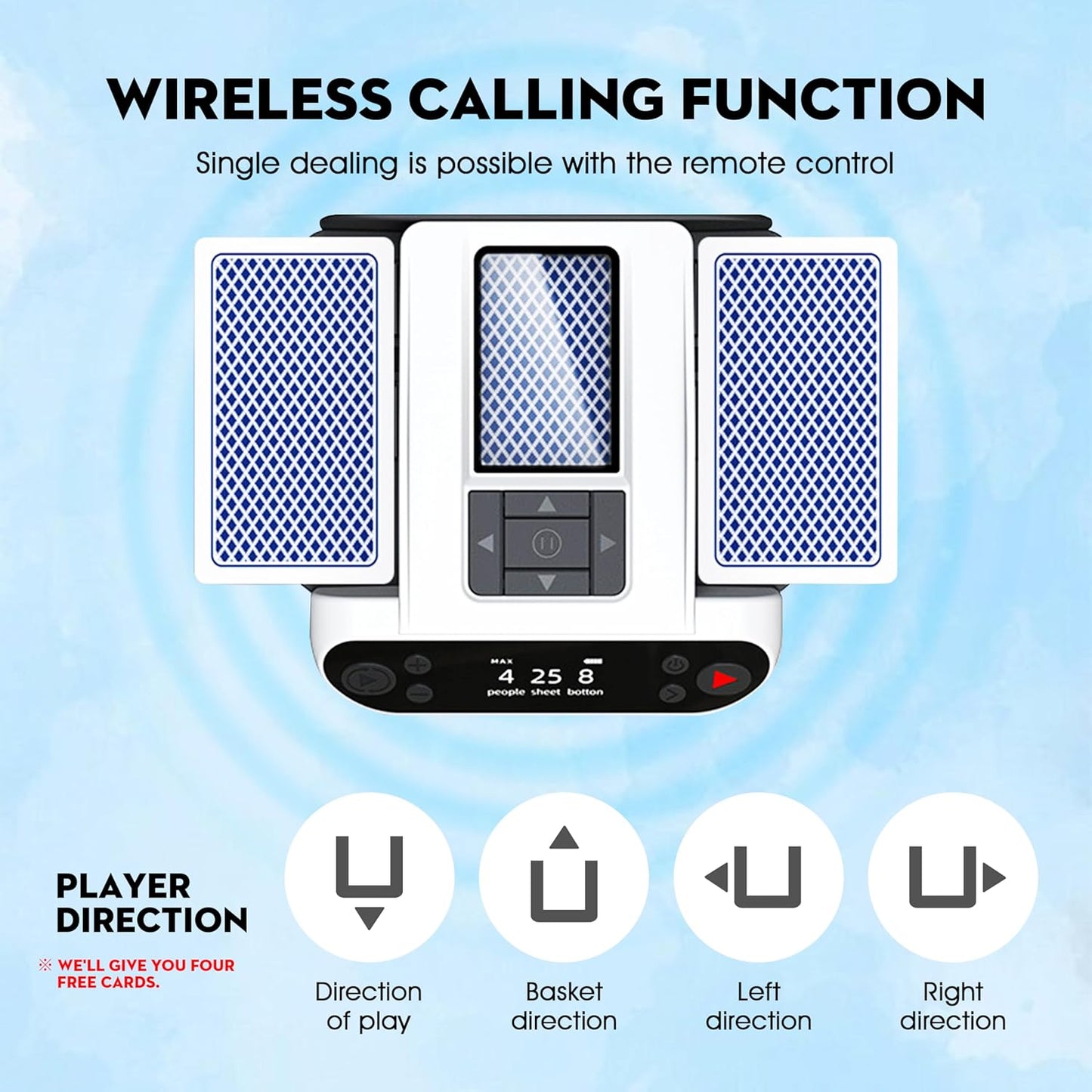 Automatic Card Shuffler and Dealer 360°Rotating 2 Decks Card Dealer