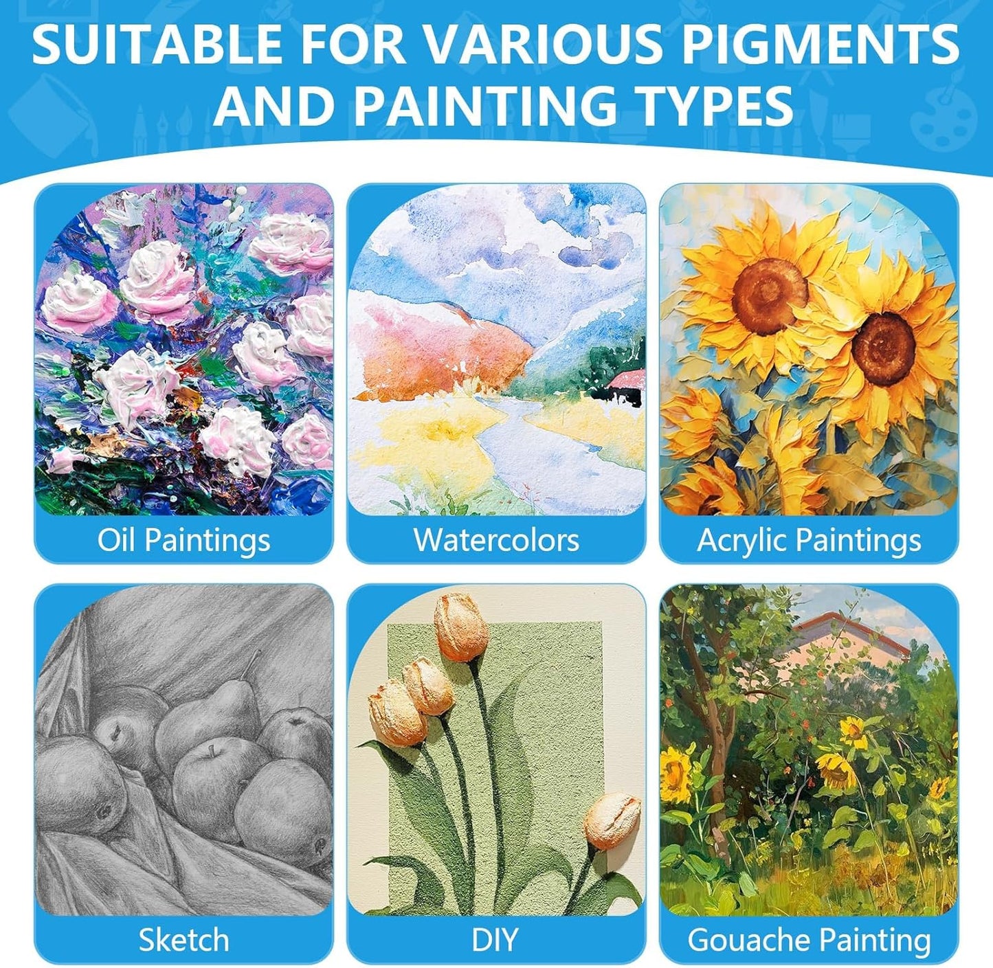 ESRICH Small Canvases for Painting, 6 Pack Canvas 5x7 Inch Stretched Canvas 2/5" Profile Primed Acid Free Painting Canvas for Kids for Oil Paint,Watercolor,Acrylic Paint,Gouache &Tempera.