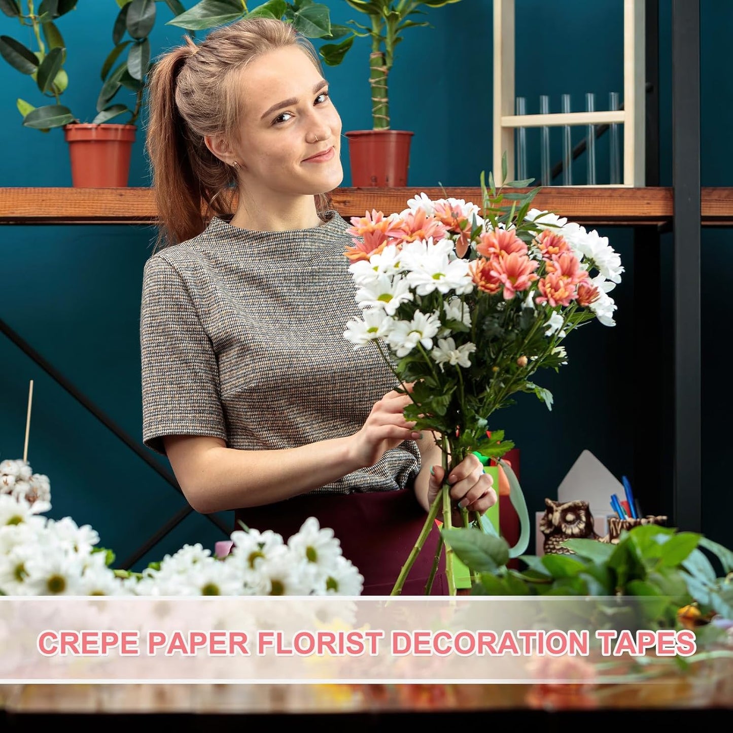 MECCANIXITY 12 Rolls Floral Tapes, 30 Yard x 1/16 in Florist Crepe Flowers Bouquets Tape Adhesive Waterproof for Flower Arranging Wrapping, White