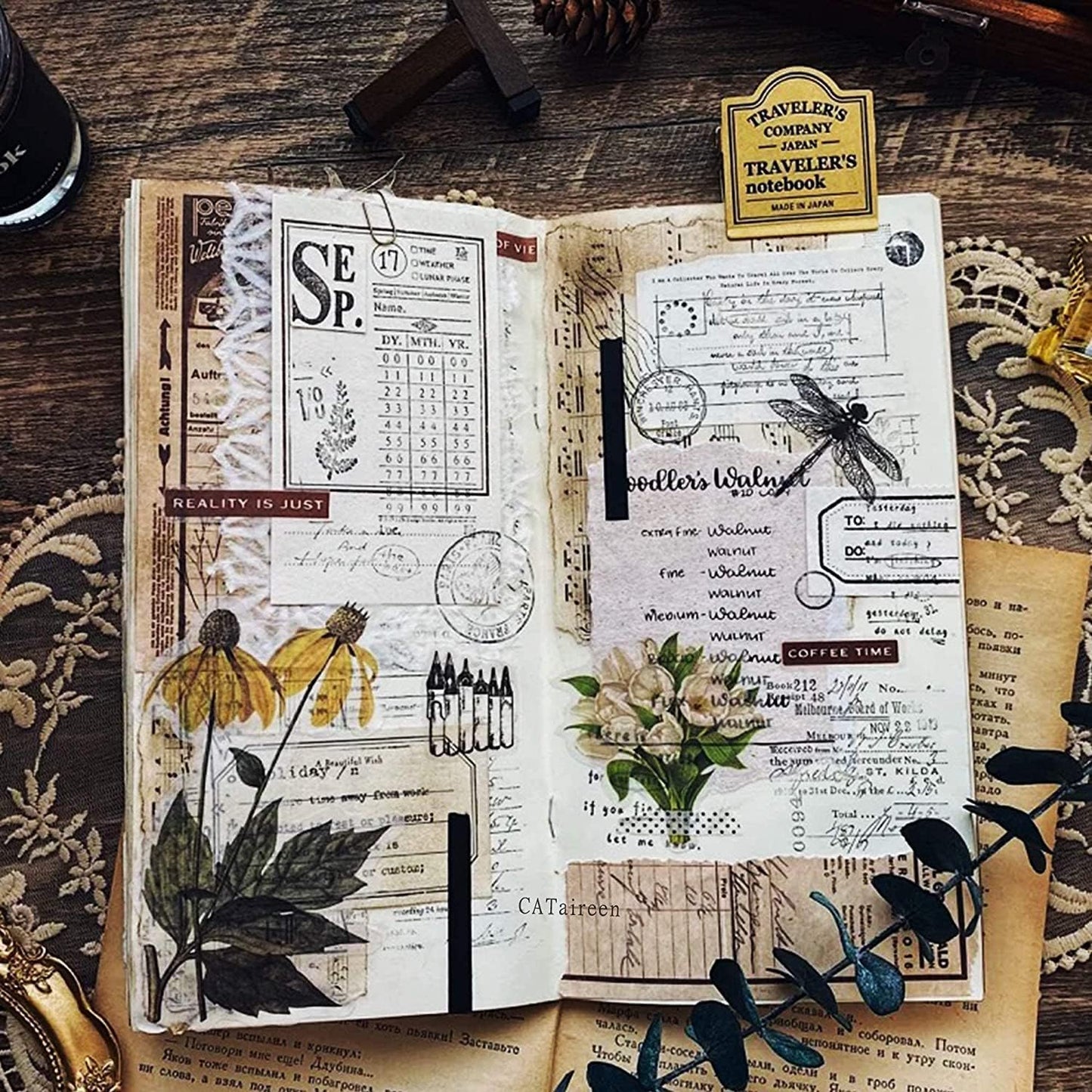 Vintage Vellum Stickers Floral Plants Elements Scrapbooking Supplies Flowers Botanic Natural Translucent Paper Self-Adhesive Junk-Journal Items (Plant World)