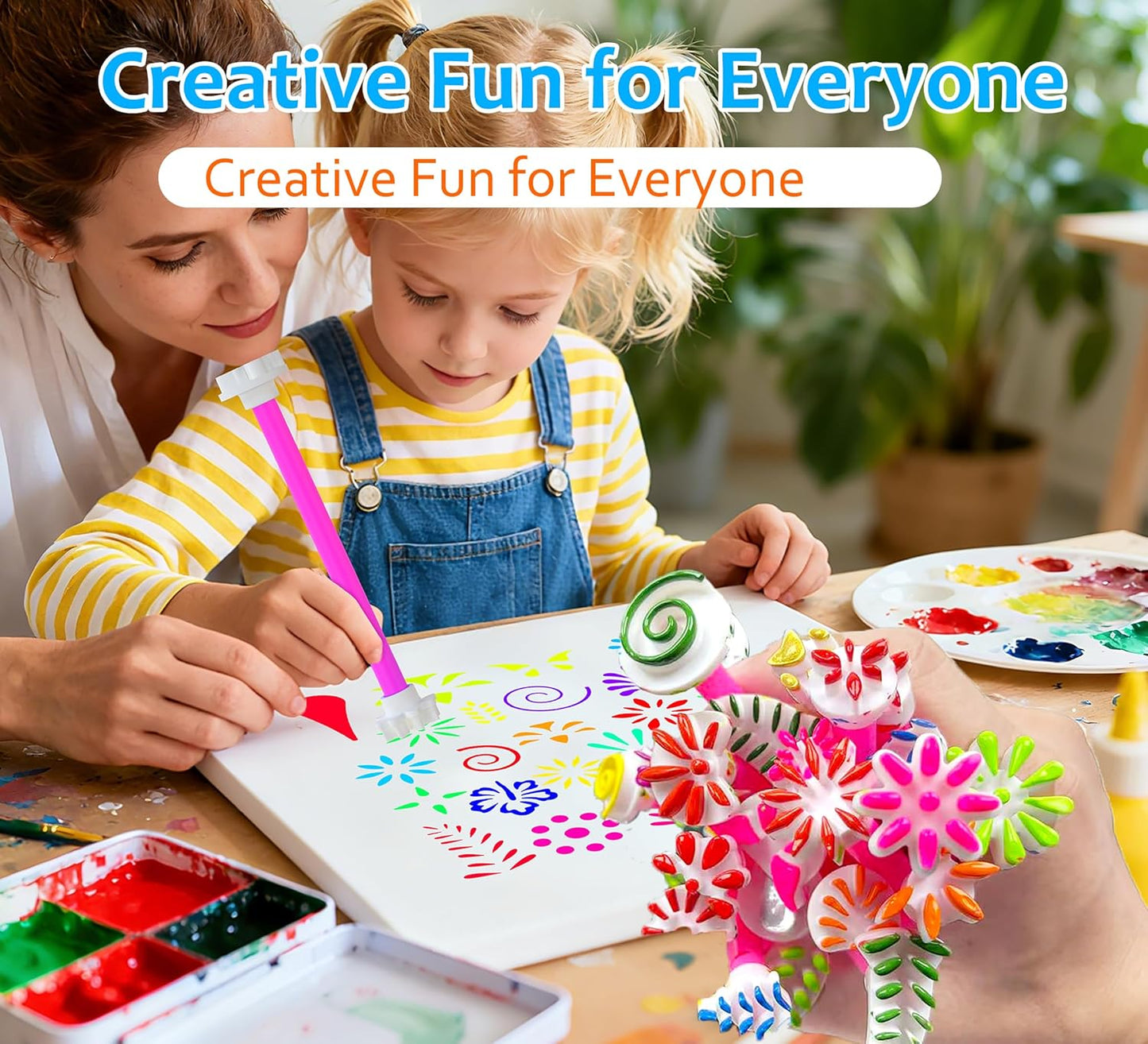 GEOCCI Flower Petal Tools for Dot Painting,50 Petal Shapes Dotting Tool,Mandala Dot Art Tools for Rocks,Embosssing Tools for Painting Dots (Pink)