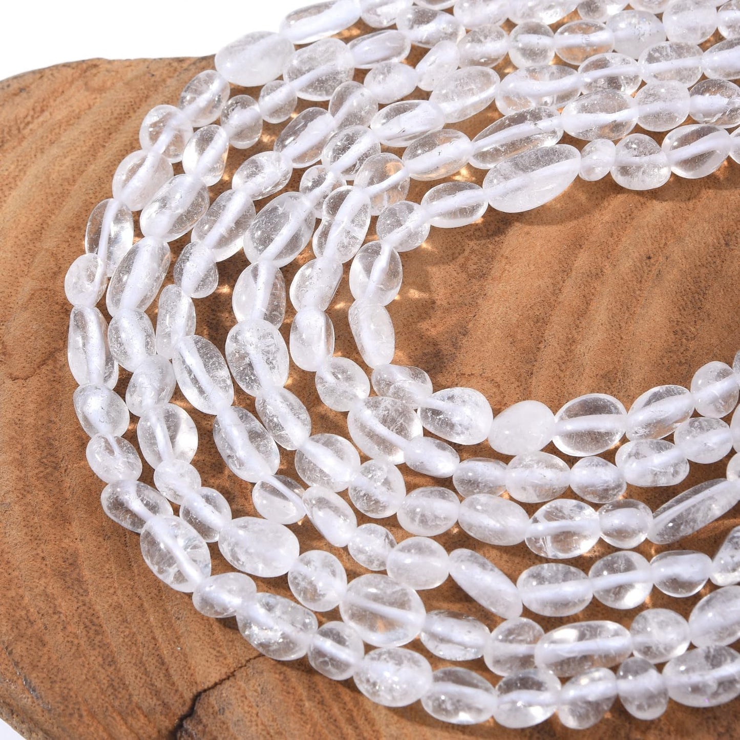 Clear Quartz Crystal Pebble Nugget Oval Free Tumbled Stone 6-8mm Natural Gemstone Loose Beads Approx 15.5 inch for DIY Jewelry Making