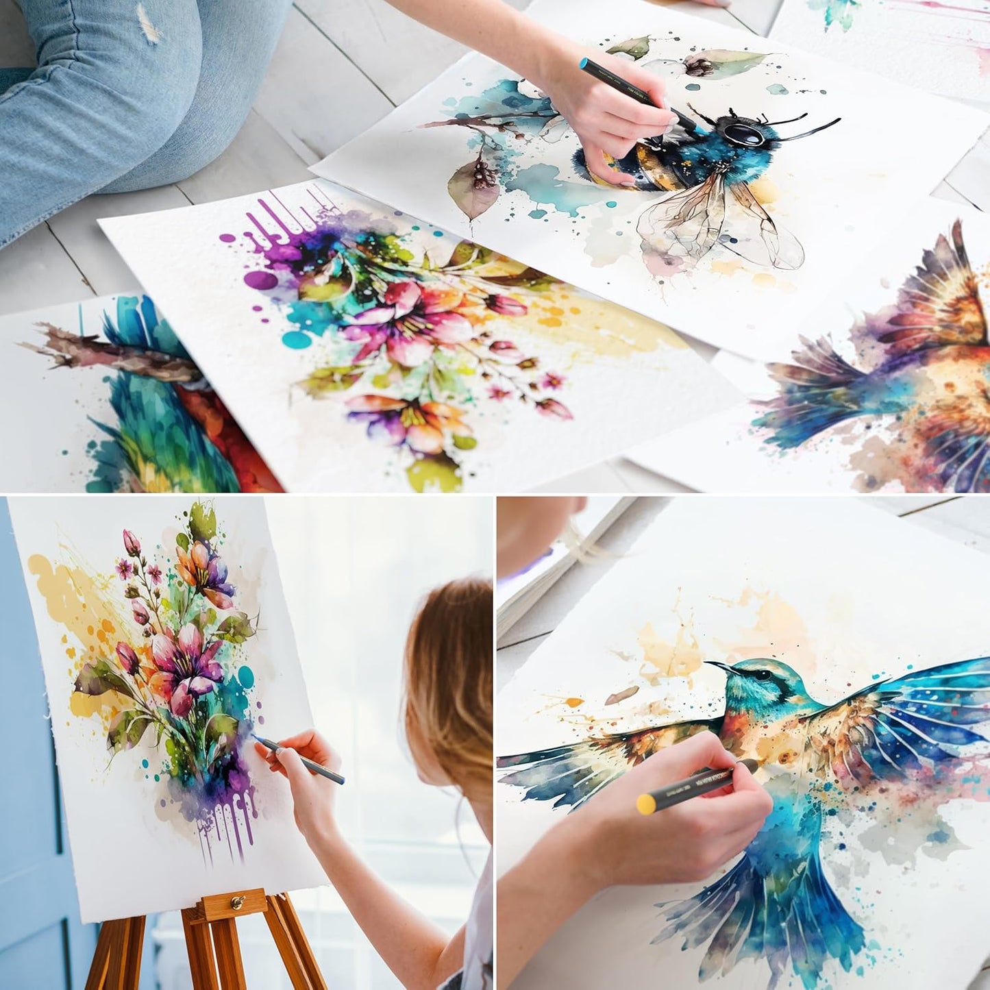 DOODLE HOG 48 Premium Watercolor Pens +2 Highly Blendable Markers, Real Brush Tip Watercolor Markers, Art Supplies for Adults, 48 Colors Gift Box