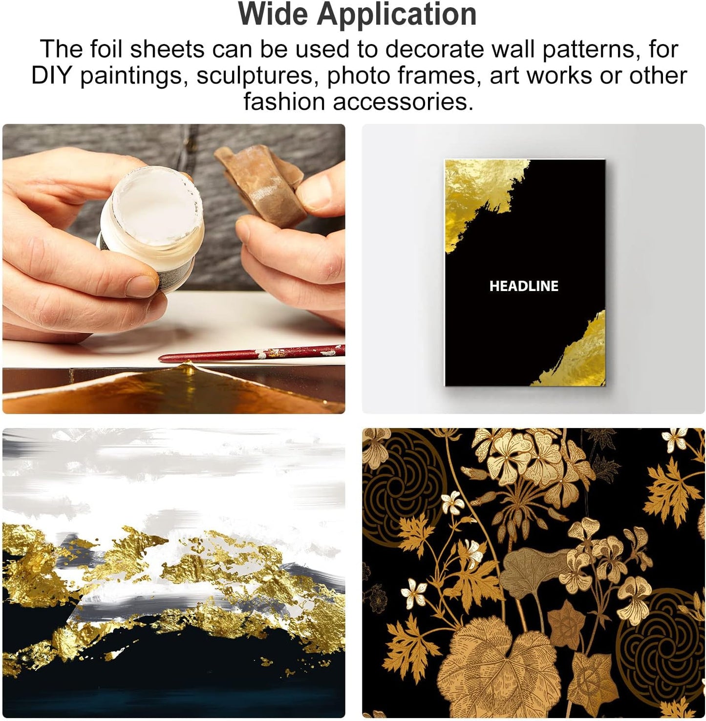 MECCANIXITY Gold Leaf Foil Sheet, Light Silver Leaf Papers, 3.3 x 3.1inch for Art Decoration, Sculptures, Painting, Pack of 100