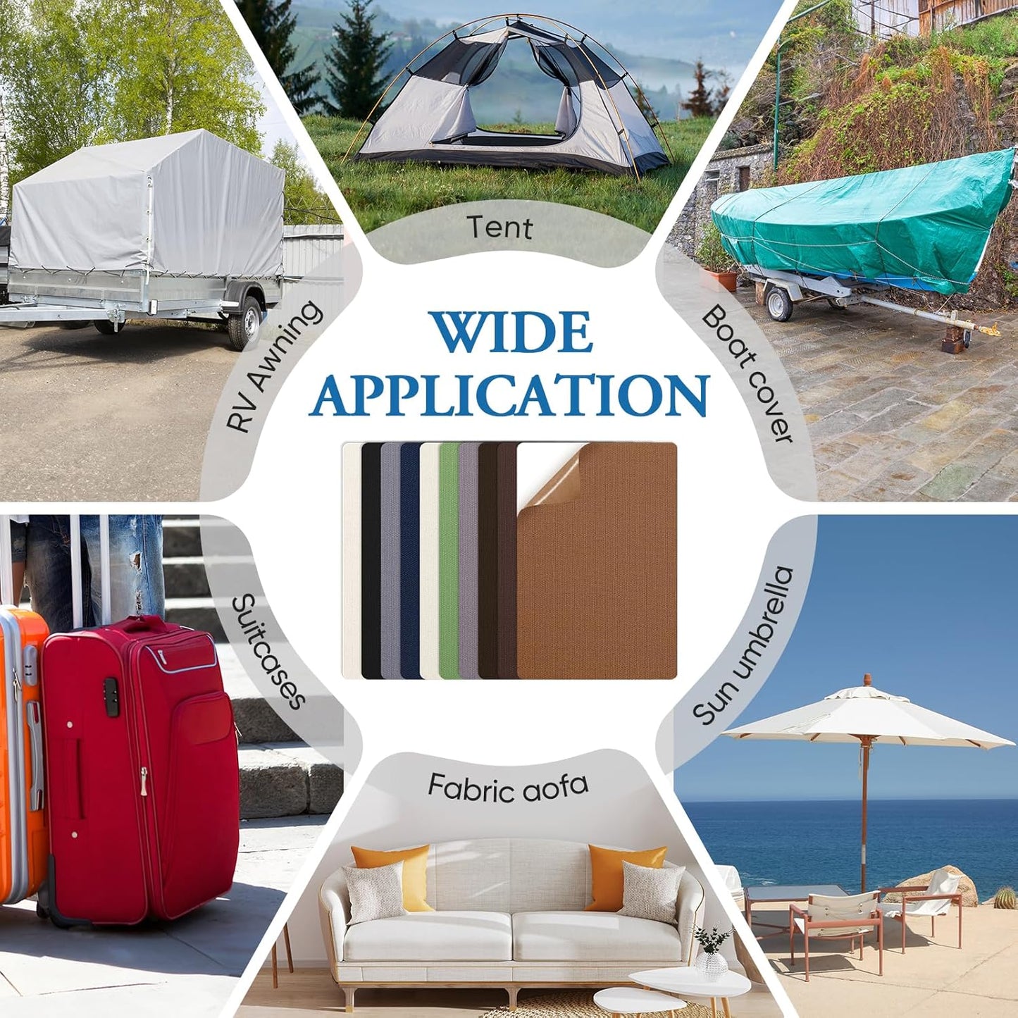 Canvas Patch 5.5 x 8 Inches 6Pcs Self-Adhesive Waterproof Canvas Patch Kit for Repairing Tents,Sofas,Boat Covers,Camping Chair,Awnings,Car Seats.(Dark Brown)