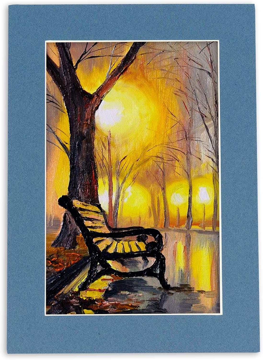 8x10 Mat Bevel Cut for 5.5x8.5 Photos - Acid Free Steel Blue Precut Matboard - For Pictures, Photos, Framing - 4-ply Thickness