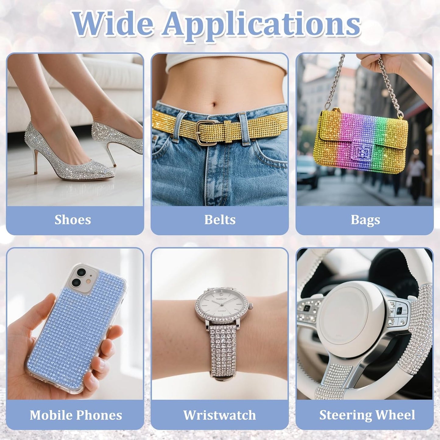 12 Rolls Rhinestone Ribbon Self Adhesive,0.35" X12 Yard Bedazzling Kit with 2 mm Rhinestones Bedazzling Strips for Gift Wrapping Wedding Decor DIY Crafts(12 Colors)