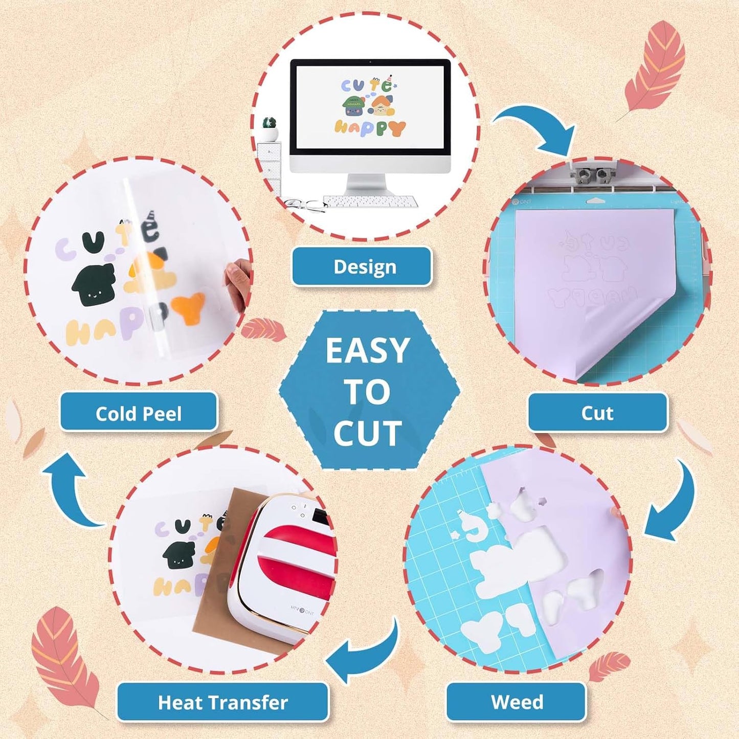 HTVRONT Boho Heat Transfer Vinyl - 23 Pack 12 x 10Inches Dark and Neutral Tone HTV Vinyl Bundle for T Shirts, Iron on Vinyl Easy to Cut & Weed for Heat Vinyl Design