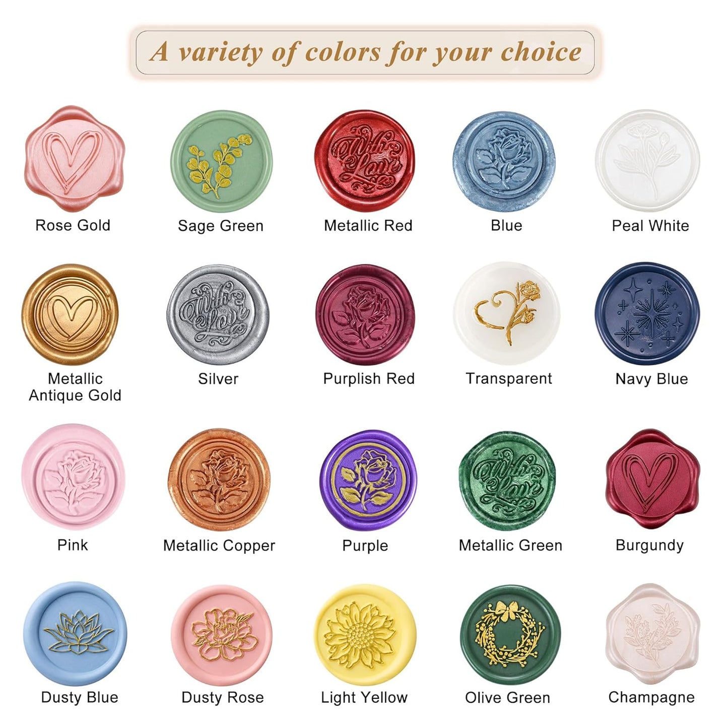 Yoption 360Pcs Peal White Sealing Wax Beads with 2 Spoons and 4 Tea Candles for Wax Seal Stamps, Cards, Wedding Invitations, Wine Packaging, Gift Wrap, Envelopes
