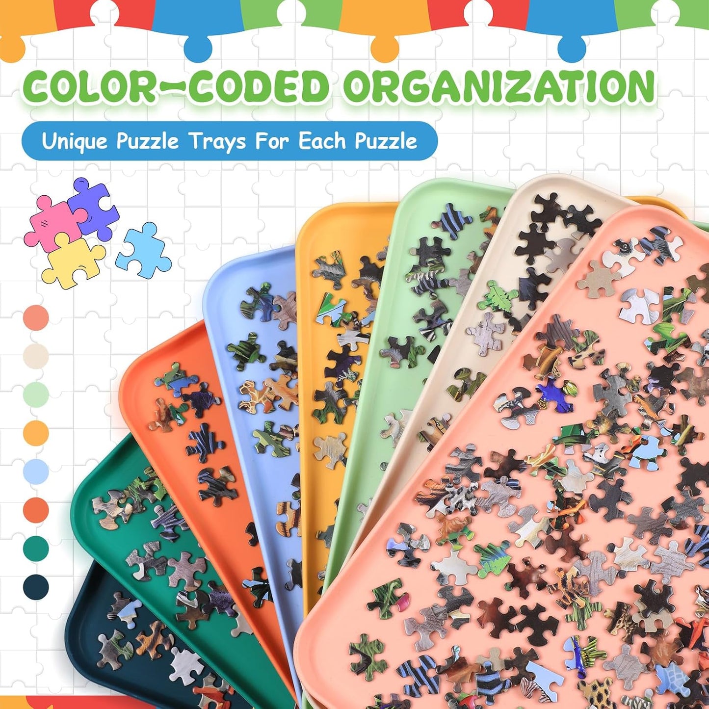 8 Pcs 15'' x 10.5'' Extra Large Puzzle Sorting Trays Stackable Puzzle Trays for Sorting Piece Sorter Jigsaw Storage Accessory for Sorting 2000/3000/5000/6000 Pieces