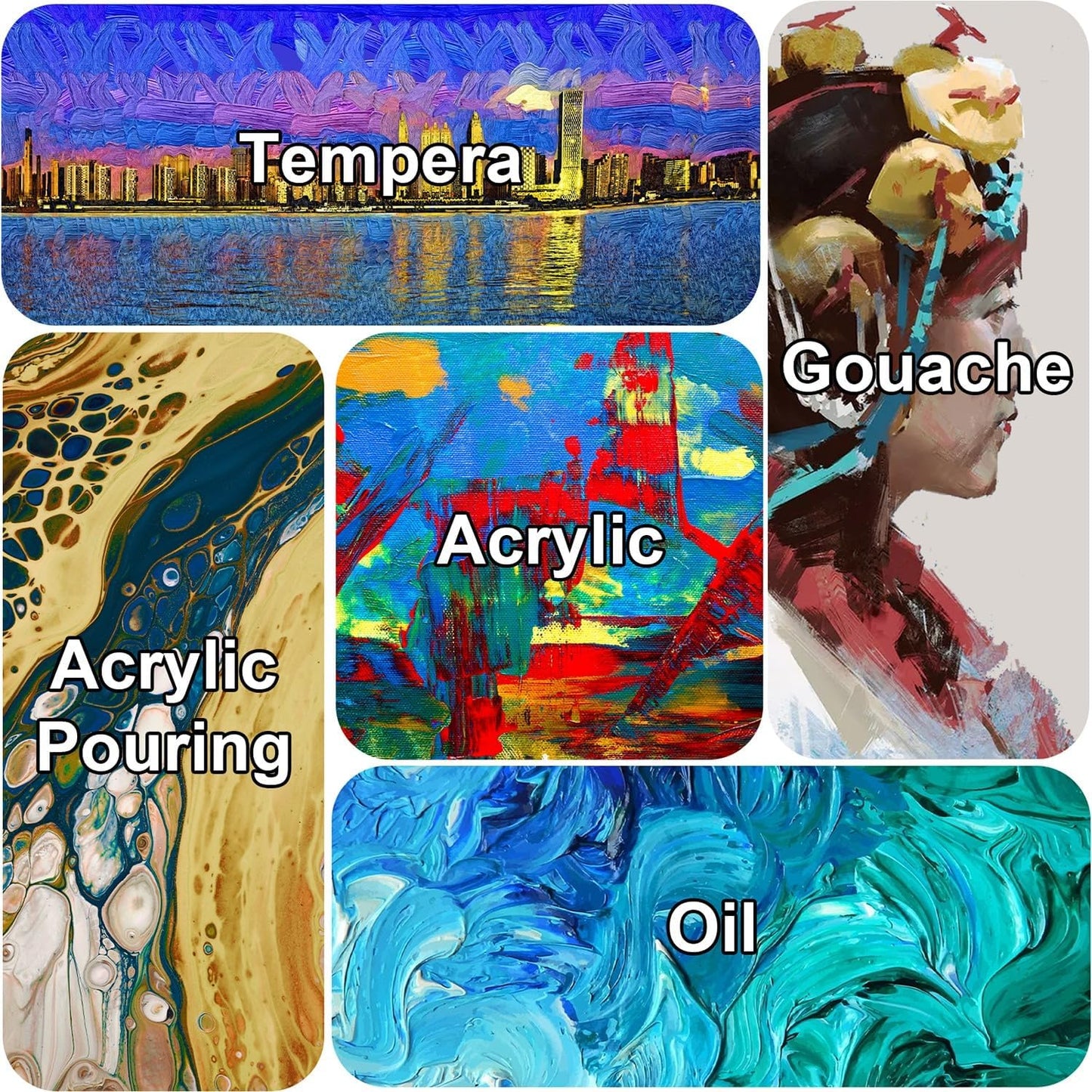 Gallery Wrapped Stretched Canvases for Painting 10x20 Inch 3-Pack, 16 oz Triple Primed Acid-Free 100% Cotton Blank Canvas, Rectangular Spline Canvas for Oil Paint Acrylics Pouring & Wet Art Media