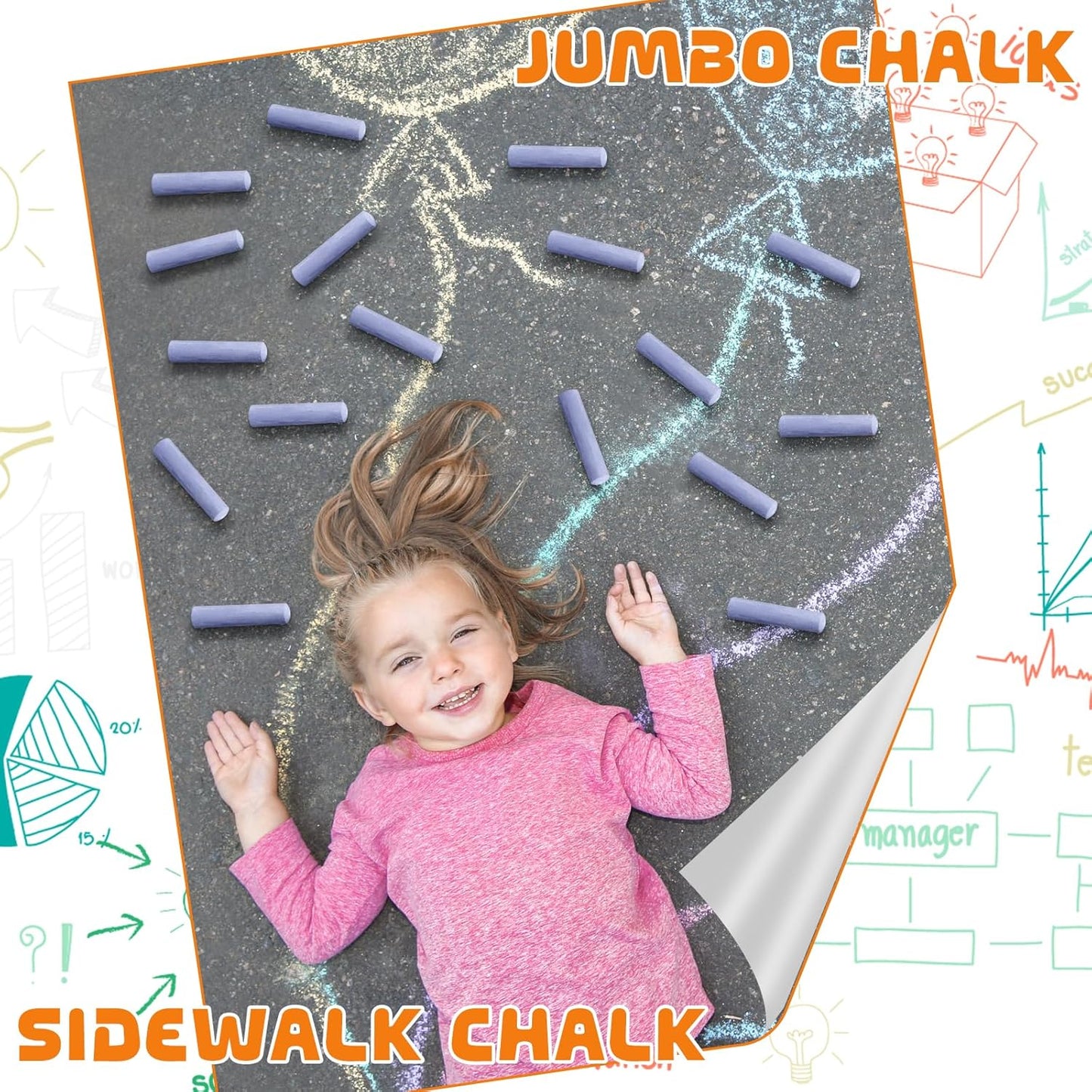 20 Pcs Sidewalk Chalks for Kids Non Toxic Jumbo Chalk for Party Gift Outdoor Art Classroom Play Painting (Lavender)