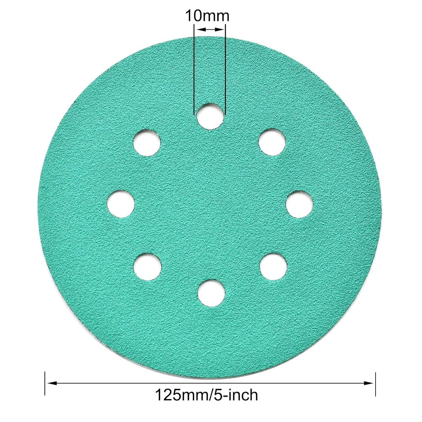5-Inch 8-Hole Wet Dry Sanding Discs 100 Grit, Polyester Film Backed Heavy-Duty Hook and Loop Sandpaper for Random Orbital Sander, 50-Pack