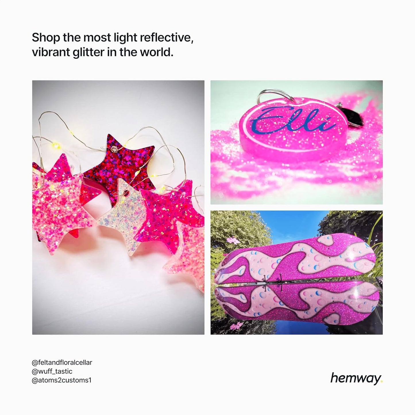 Hemway Polyurethane & Epoxy Resin Glitter 100g / 3.5oz Metallic Crystal Flake Additive for Flooring Jewelry Tumblers Glass Pigment - Ultrafine (1/128" 0.008" 0.2mm) - Fluorescent Pink