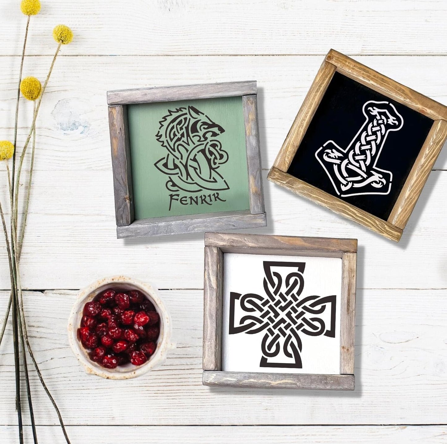 Viking Stencils for Painting 3inch Reusable Runes Stencil Celtic Template Stencils for Crafts Paint Stencils for Painting on Wood Wall Card Fabrics