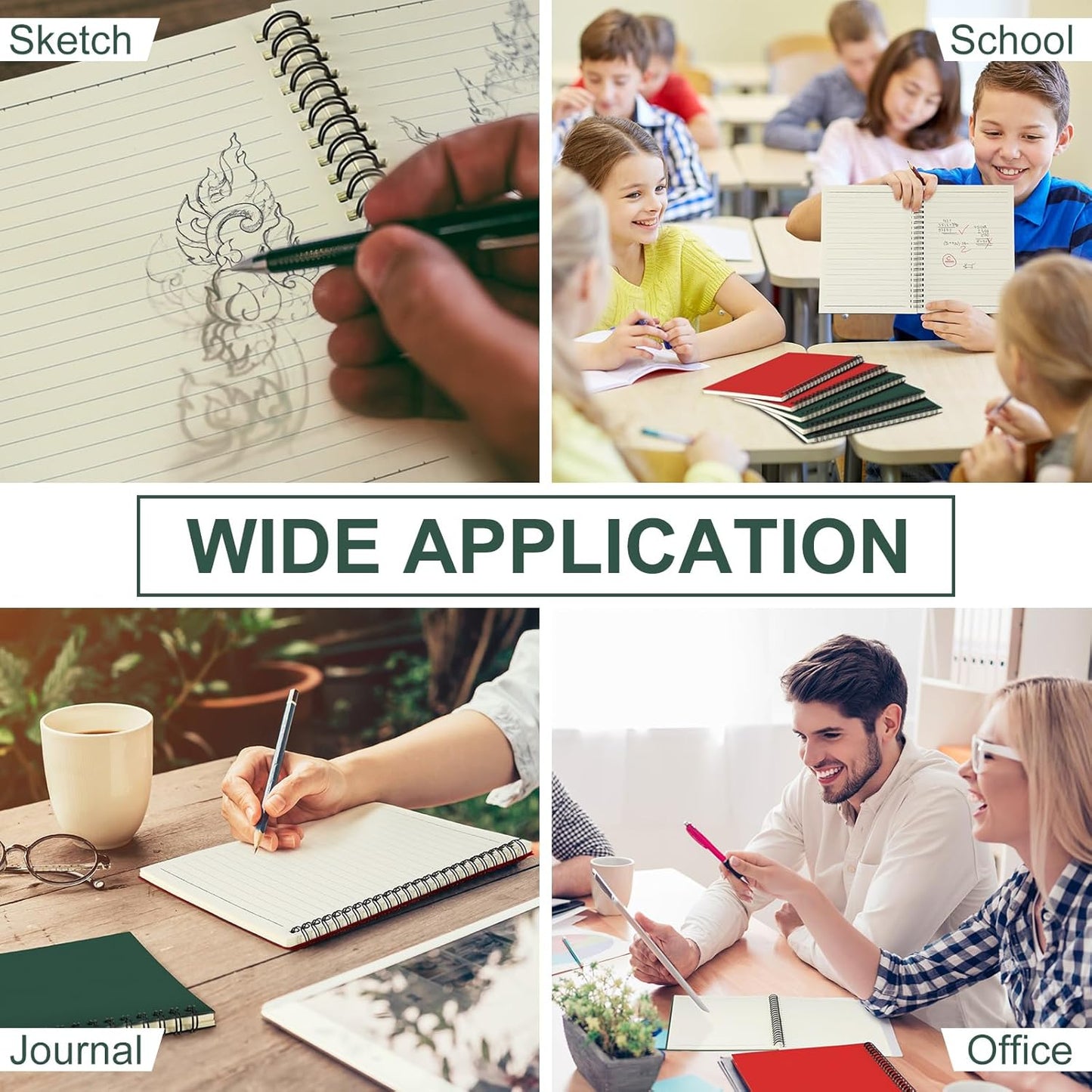 Yahenda 18 Pcs Spiral Notebook Bulk A5 Journal Lined 8.3'' x 5.5'' Writing Composition Paper Small Notepad Subject Notebook for Students Office Business Back to School Supplies (Deep Green,Red)