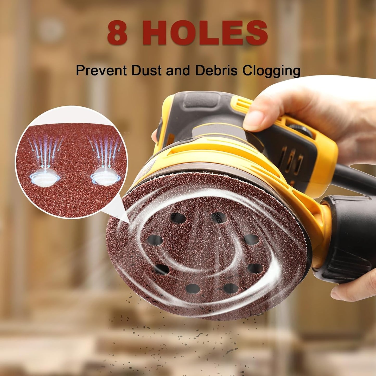 120 PCS 5 Inch Sanding Discs 40 Grit, 8 Hole Aluminum Oxide Hook and Loop Round Sandpaper for Random Orbital Sander