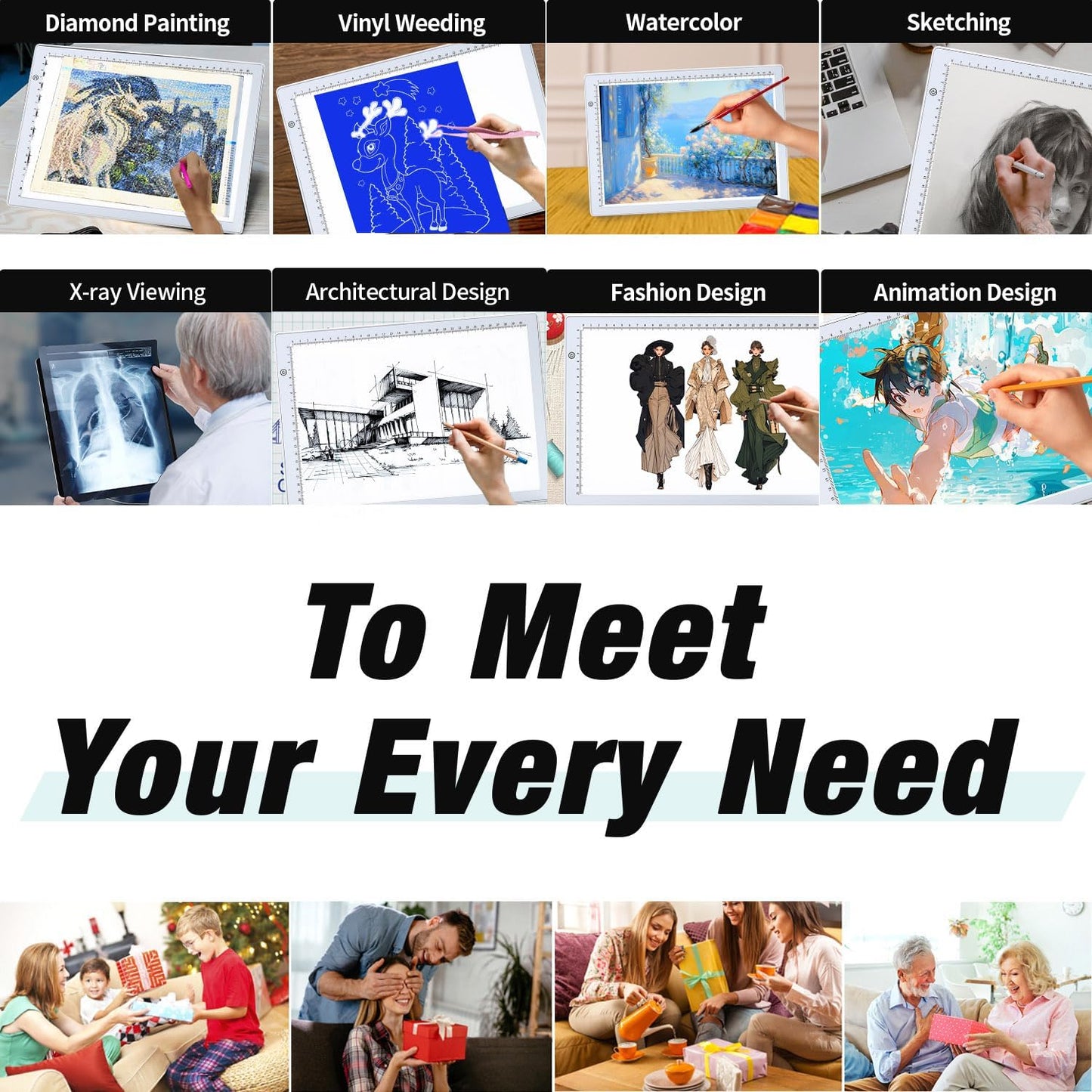 Zocelight A4 Light Box for tracing,Ultra-Thin Magnetic led Light pad for Diamond Painting,3 Level dimming Copy Board for Drawing,Sketching,Tattoo,Light Board for Artists,X-ray Viewing,Weeding Vinyl