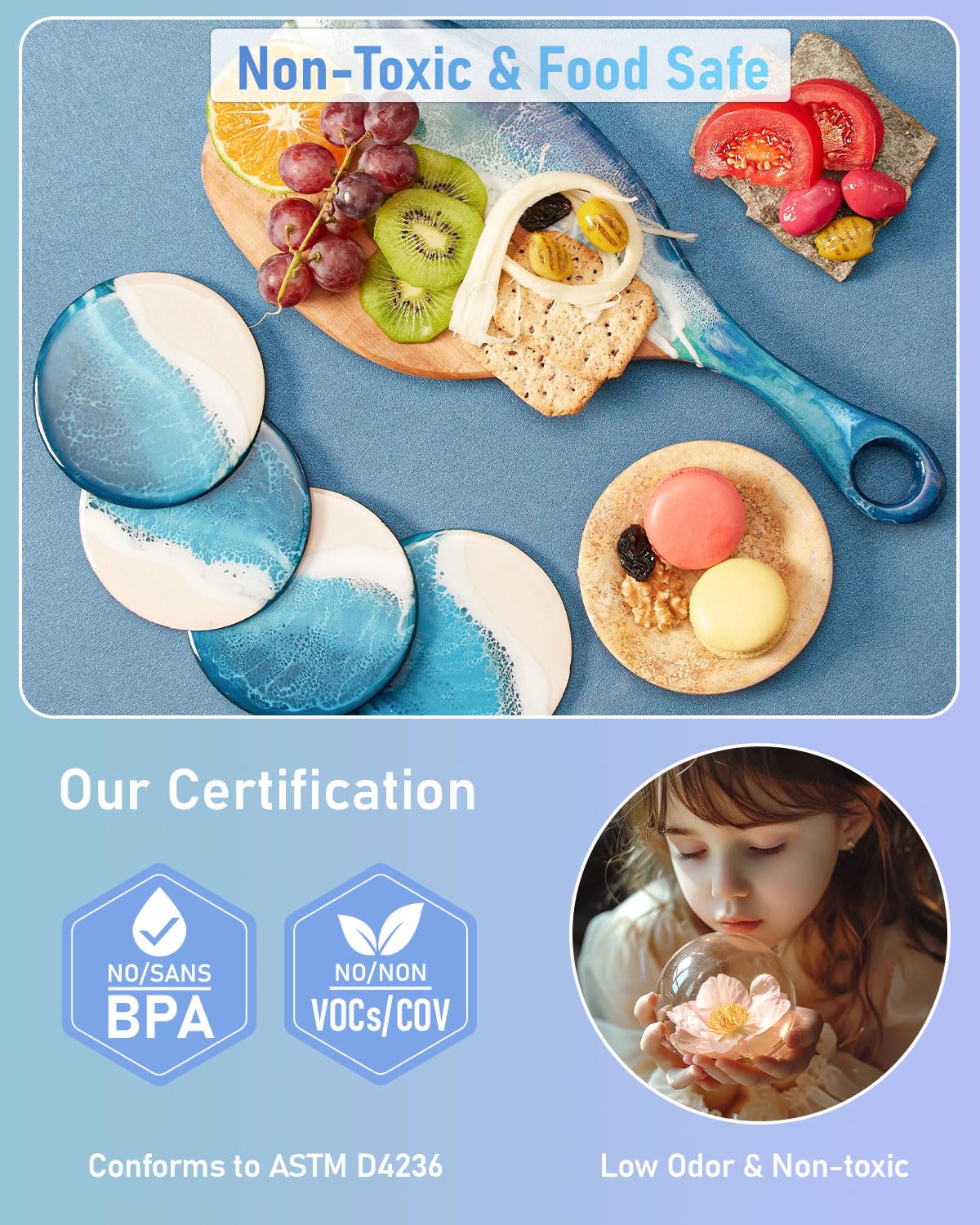 2 Gallon Epoxy Resin Kit with 36 Colors Mica Powder, Gold Foil, Cups & Stick, Crystal Clear Resin Beginner Supplies for Coating Casting Table, Molds, Jewelry Making, DIY Art Craft, 1:1 Ratio