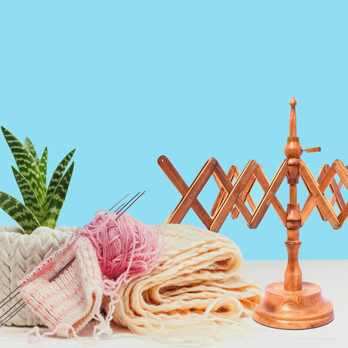 Handcrafted Wooden Yarn Ball Winder and Tabletop Swift - Winds 8-12 oz Yarn Balls for Crocheting & Knitting Craft, Durable and Smooth Yarn Winding Set (Antique Winder and Swift)