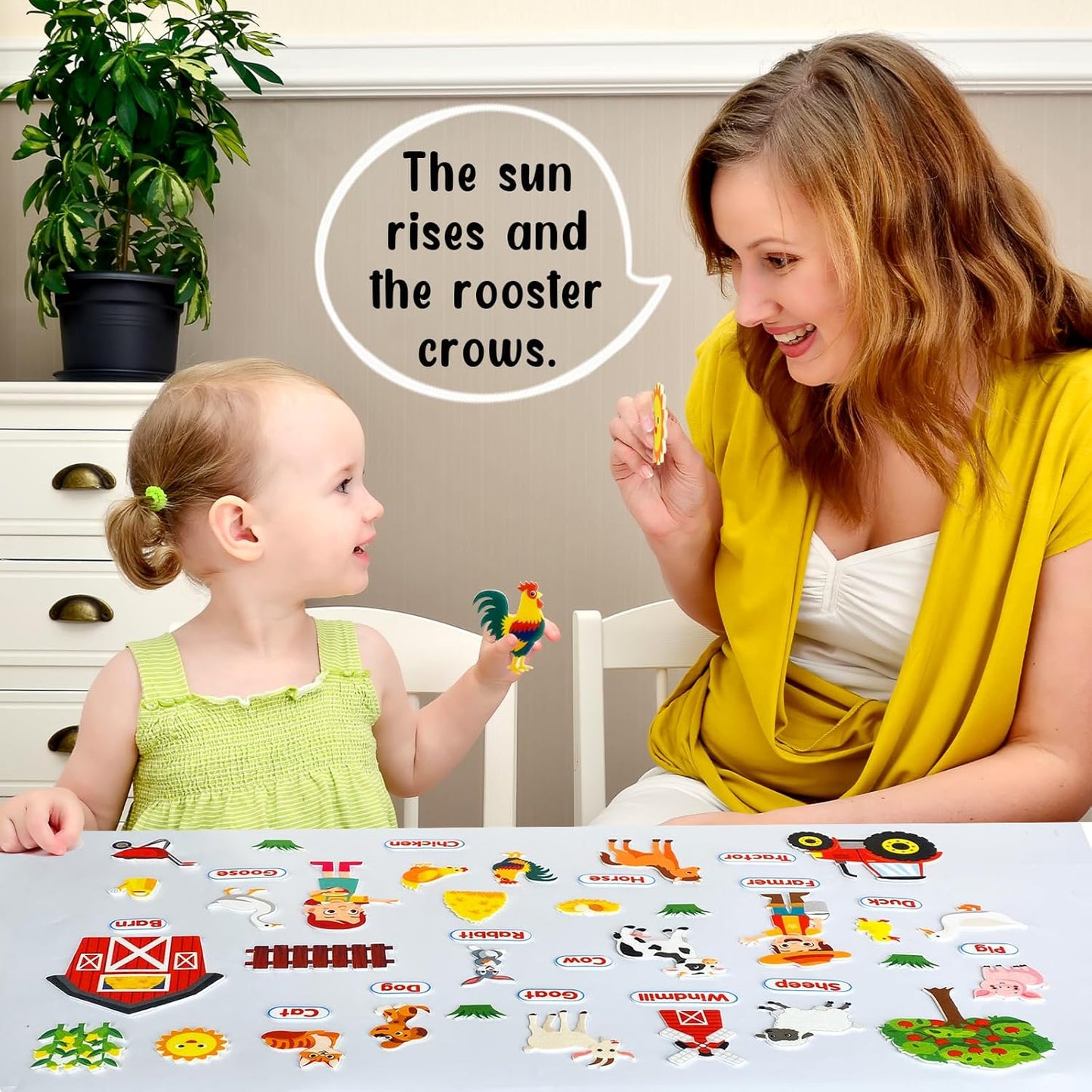 Felt Flannel Board Story Pieces for Toddlers Preschool, Kids Interactive Storytelling Teaching Play Kits with Words Felt Pieces (New Farm)