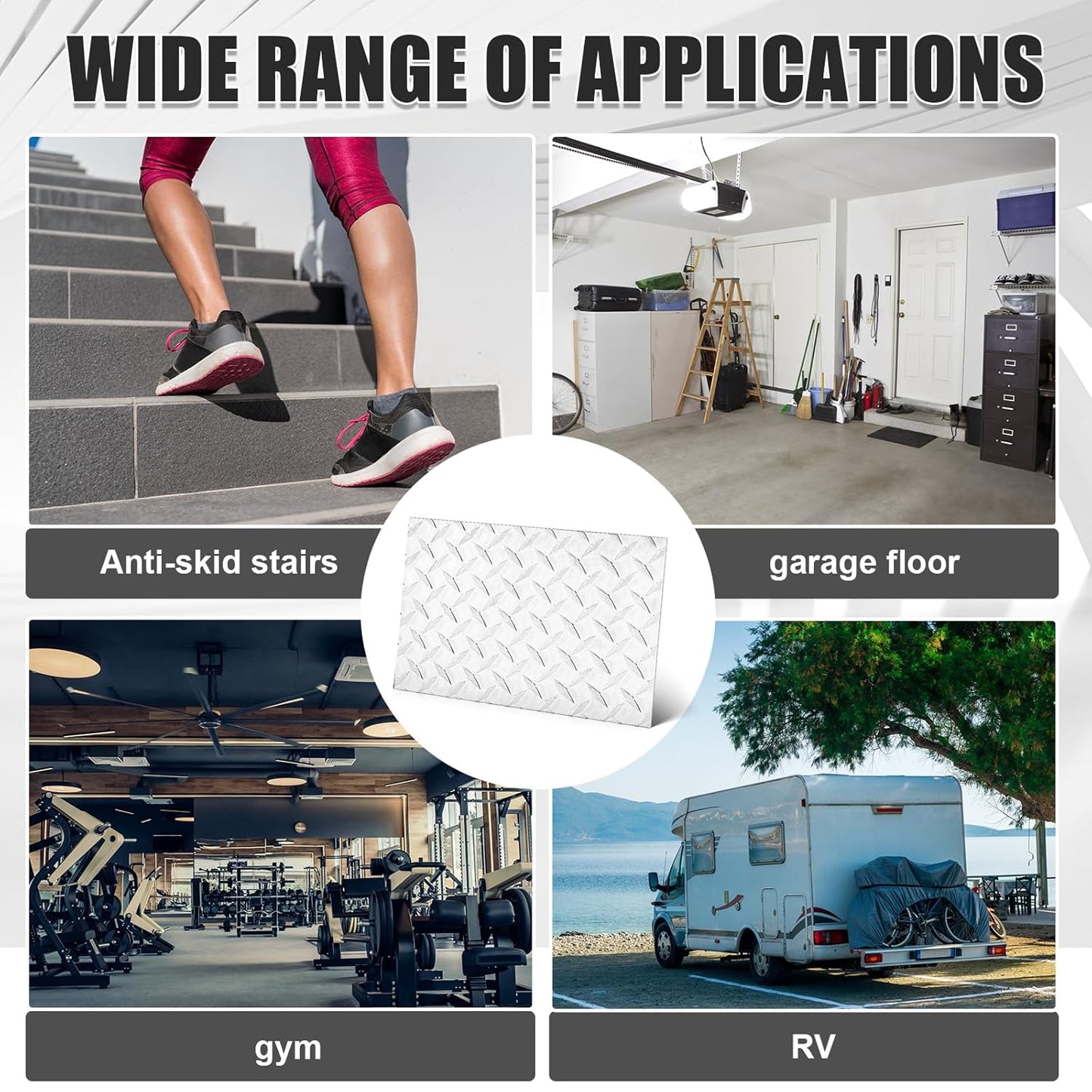 1pcs Diamond Plate Sheet Metal Heavy Duty Tread Aluminum Sheet Diamond Tread Plate for Wall Covering, Cargo Trailer, RV and More (9'' X 12'' X 0.08'',Silver)