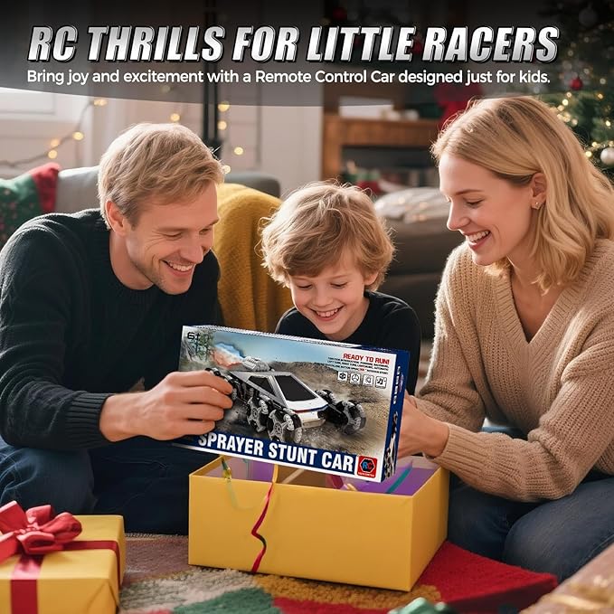 8 Wheel RC Stunt Car with Gesture Control, Spray & LED Lights, Gesture Sensing Remote Control Cars for Boys Age 6 7 8-12 13 14 Year Old, Christmas Birthday Gifts Ideas for Kids