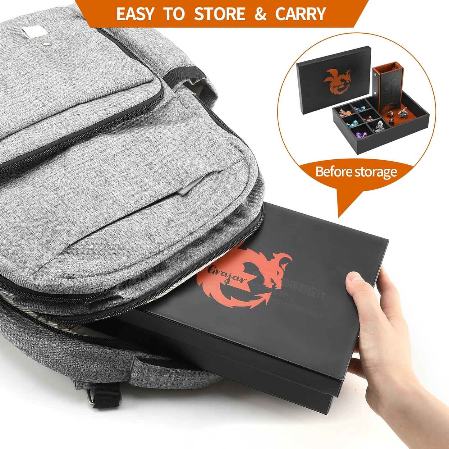 3 in 1 Dice Tray and Tower with Storage, Portable Dice Box for DND, D&D, MTG - Brown