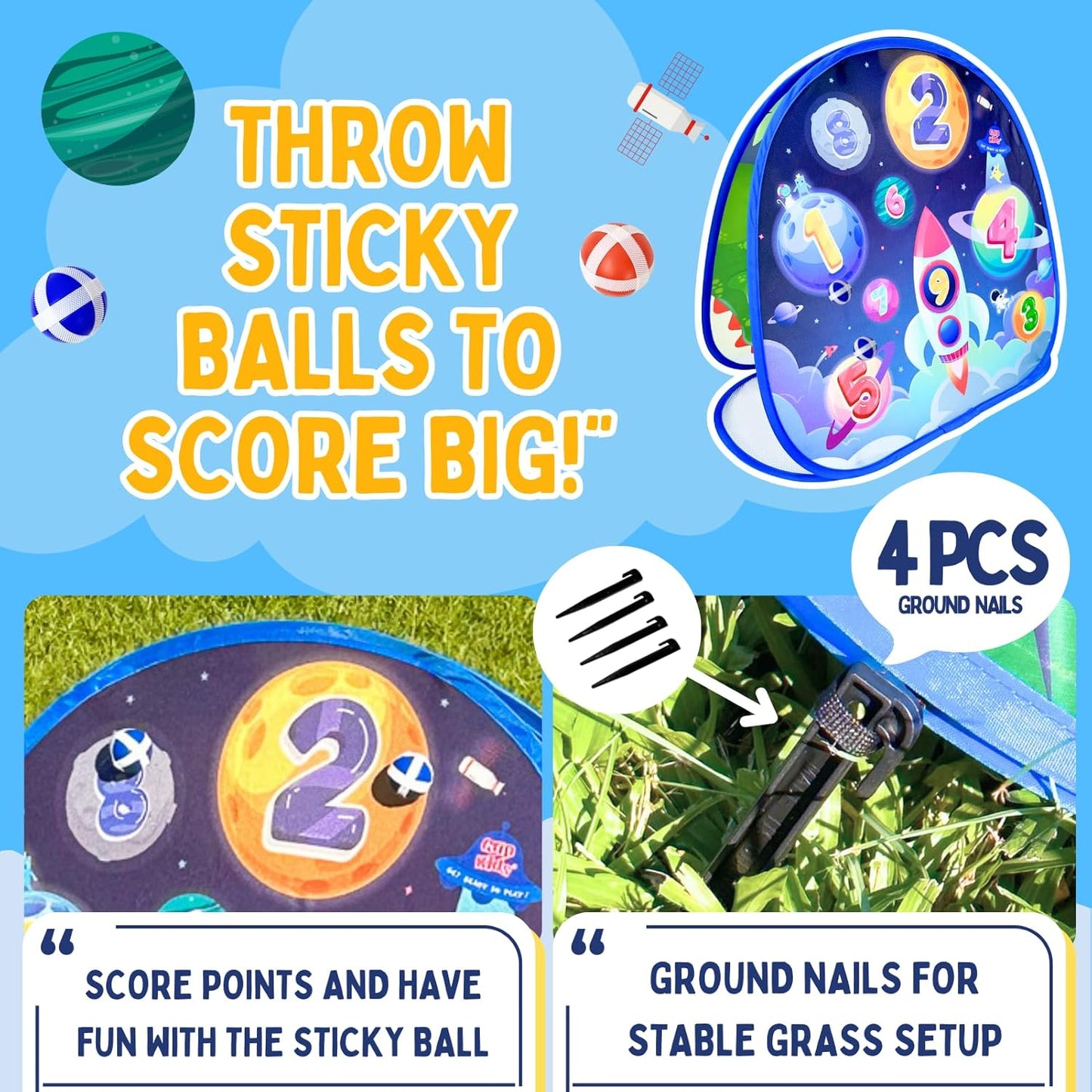 2 in-1 Dinosaur and Spaceship-Themed 27-inch Bean Bag Toss Game Set for for 1-2 Players, Backyard Games, Family Party, Birthday, for Toddlers Ages 3 4 5 6 Year Old- Amazon Exclusive